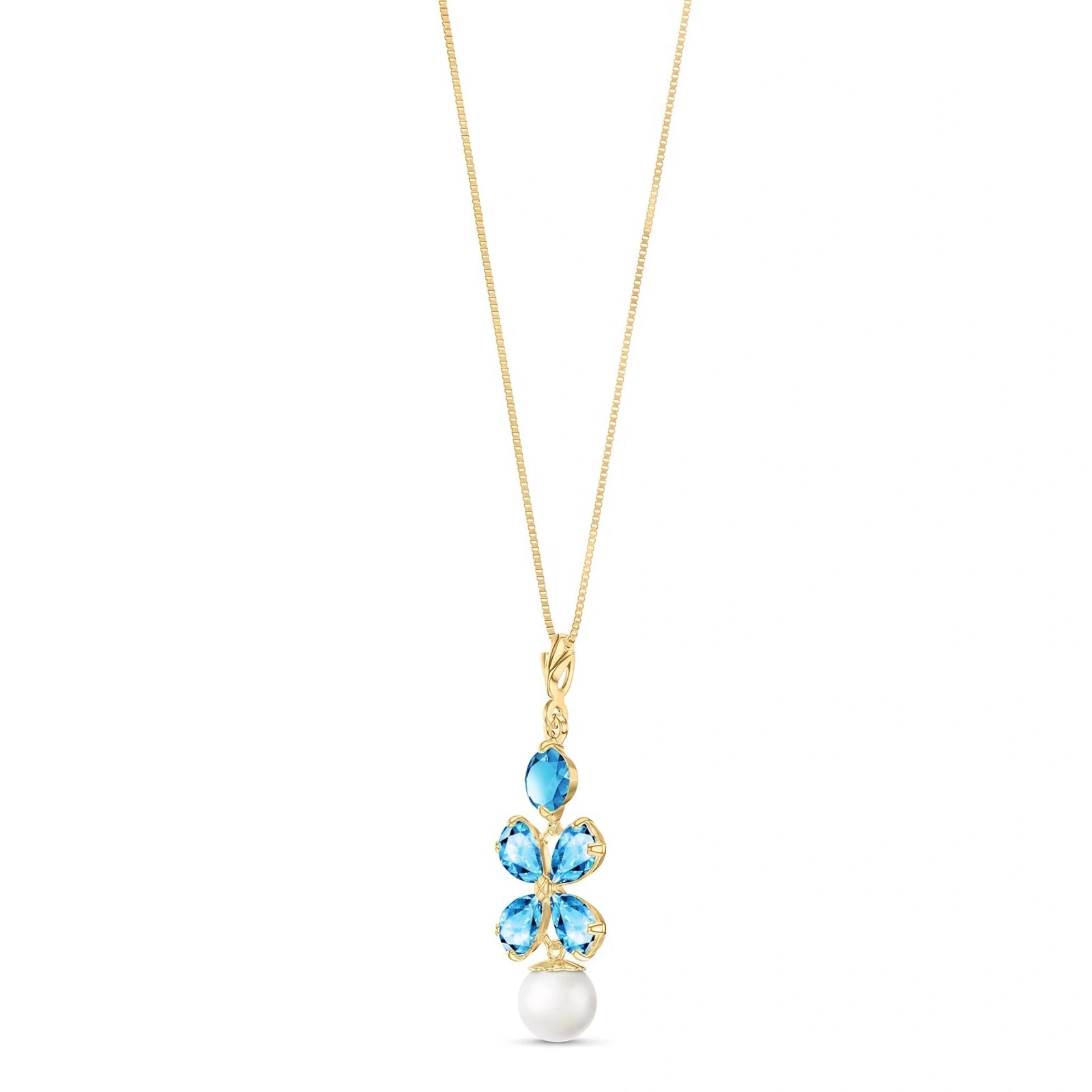 Yellow Gold Pearl & Blue Topaz — Amantina