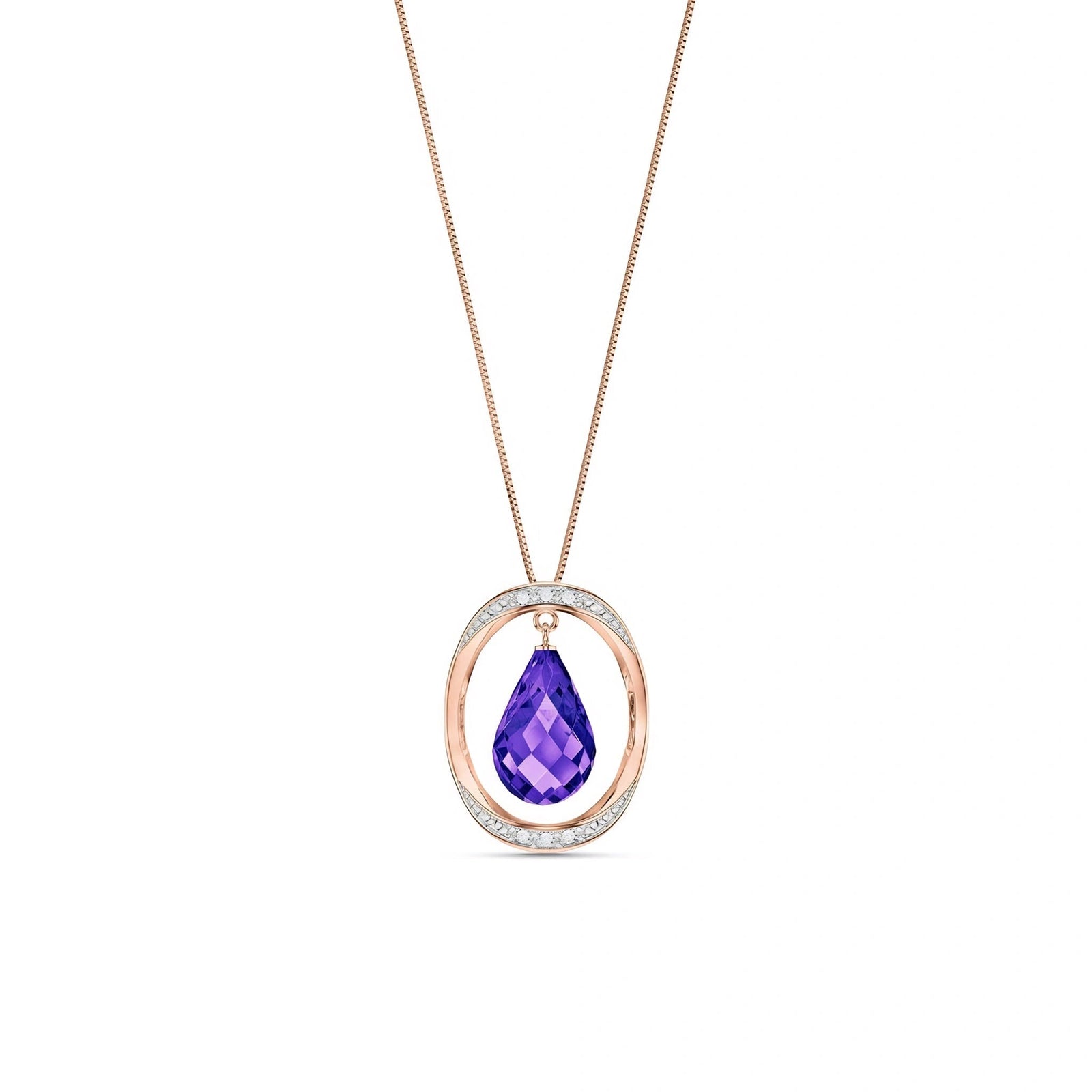 Rose Gold Pendant Necklace Amethyst 10K — Donata