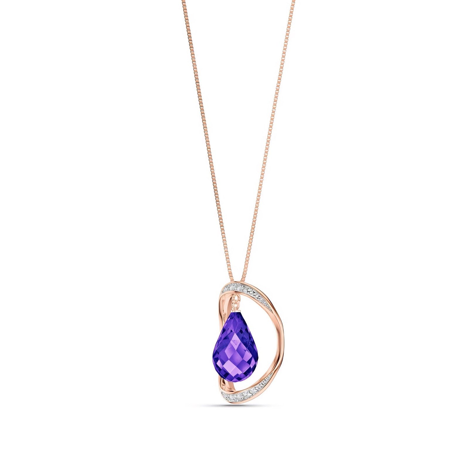 Rose Gold Pendant Necklace Amethyst 10K — Donata