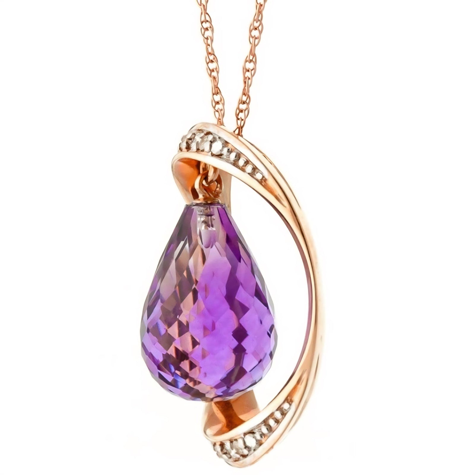 Rose Gold Pendant Necklace Amethyst 10K — Donata