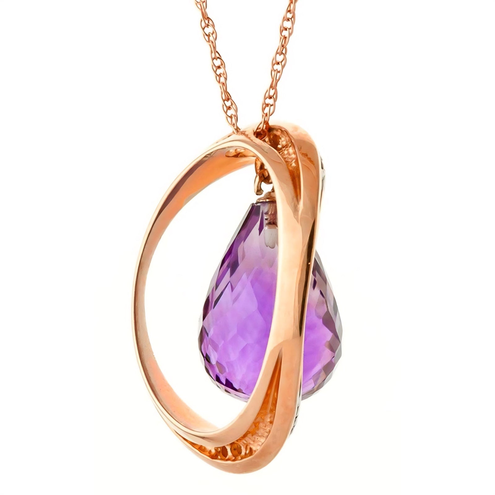 Rose Gold Pendant Necklace Amethyst 10K — Donata