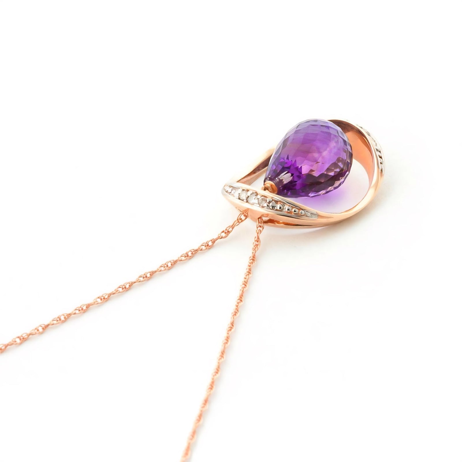 Rose Gold Pendant Necklace Amethyst 10K — Donata