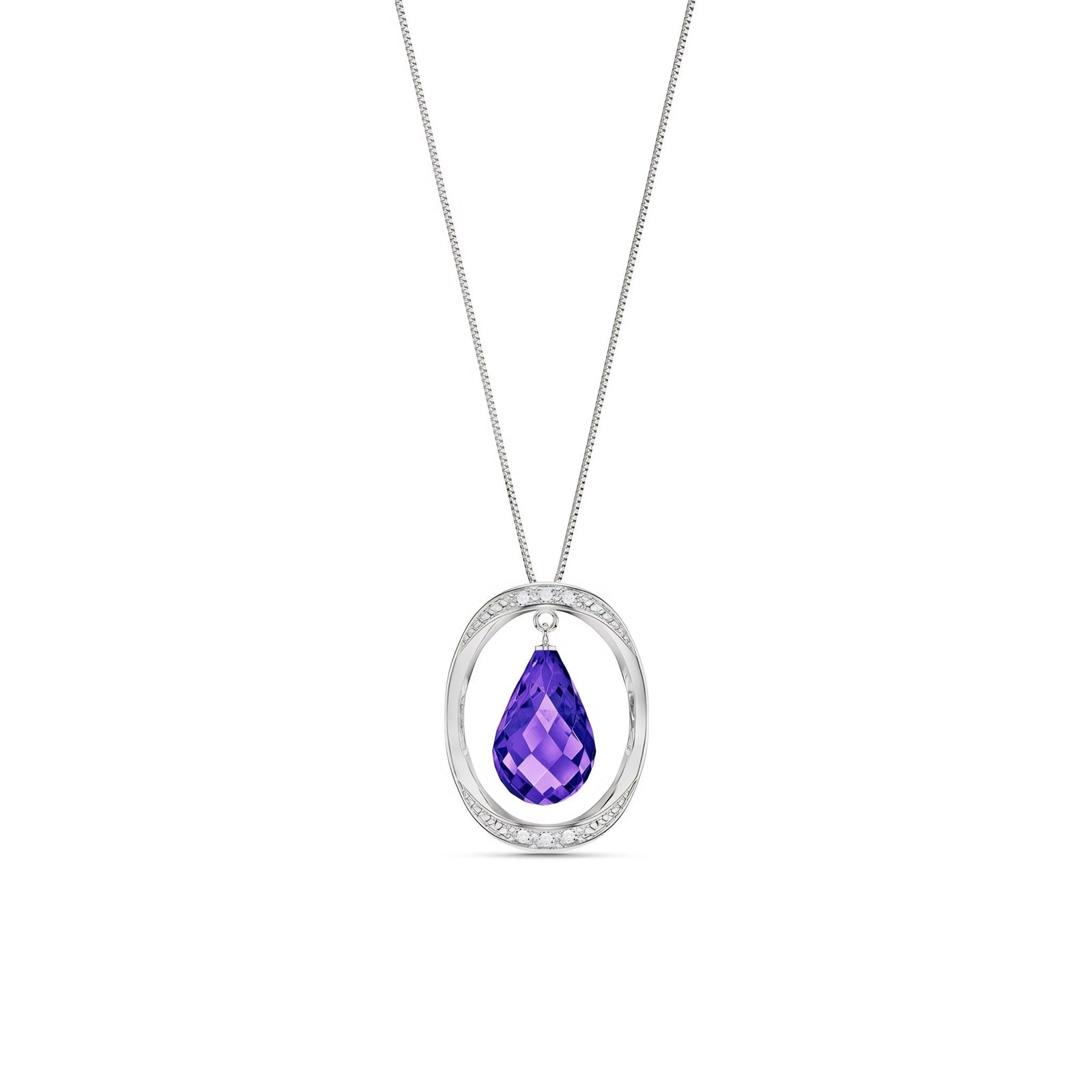 White Gold Pendant Necklace Amethyst 10K — Donata