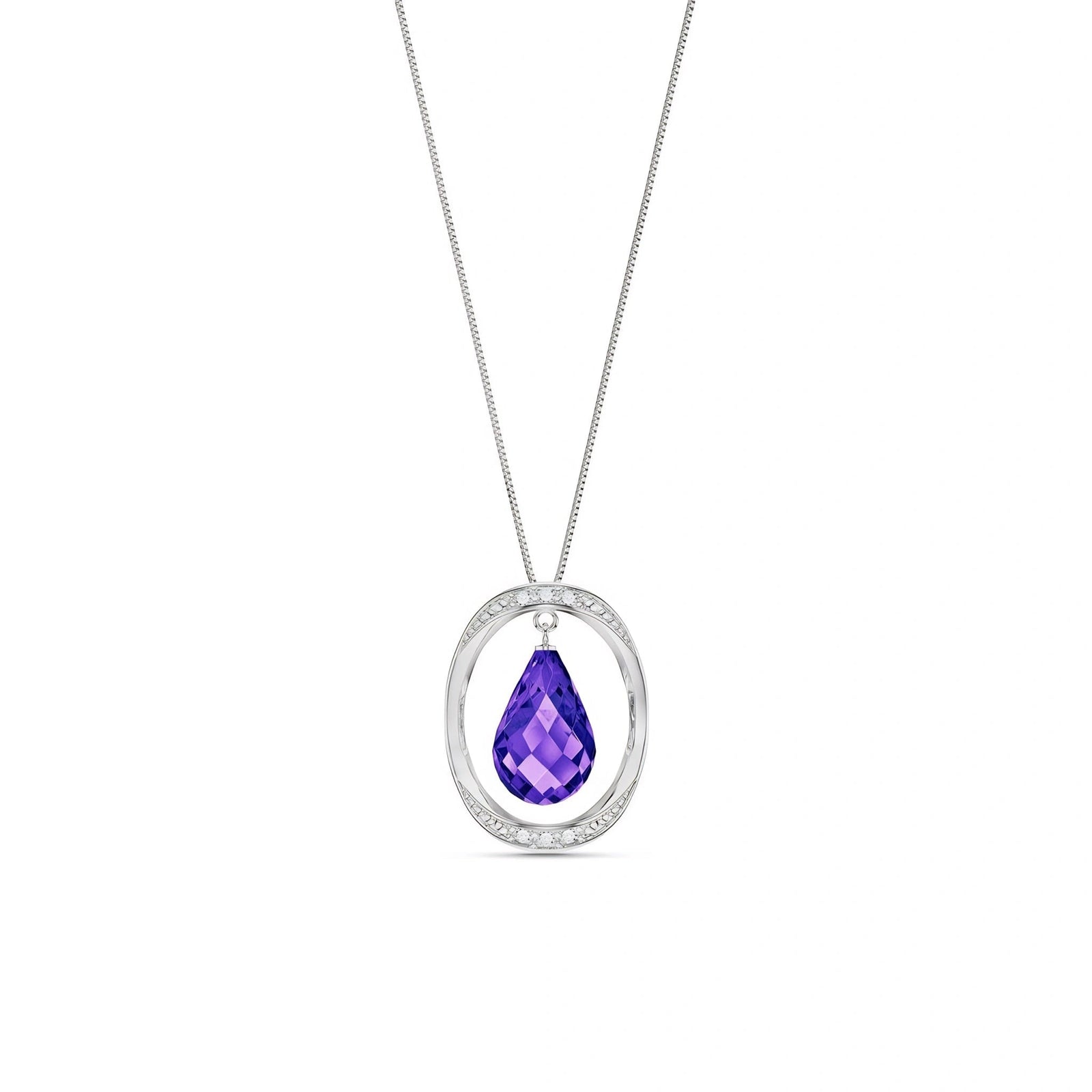 White Gold Pendant Necklace Amethyst 10K — Donata