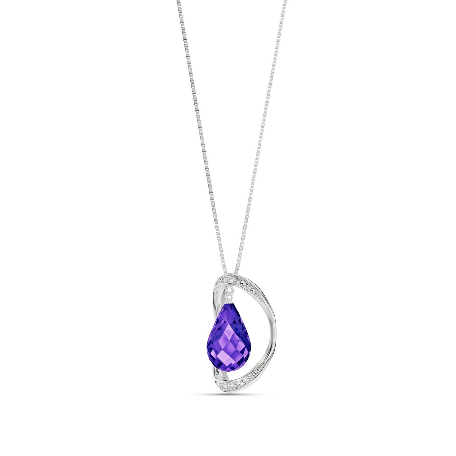 White Gold Pendant Necklace Amethyst 10K — Donata