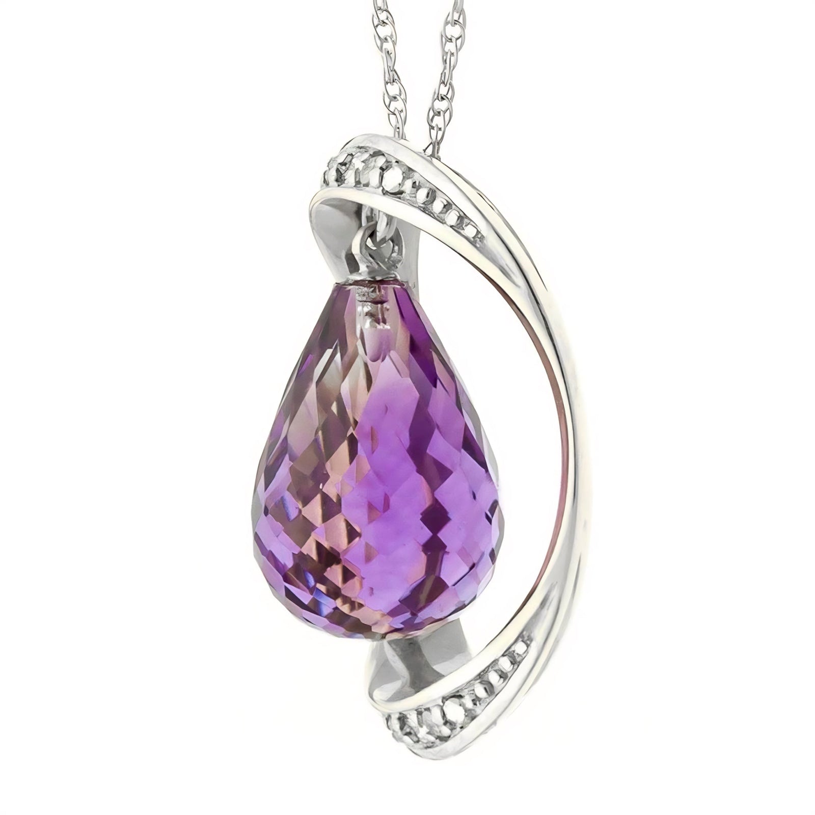 White Gold Pendant Necklace Amethyst 10K — Donata