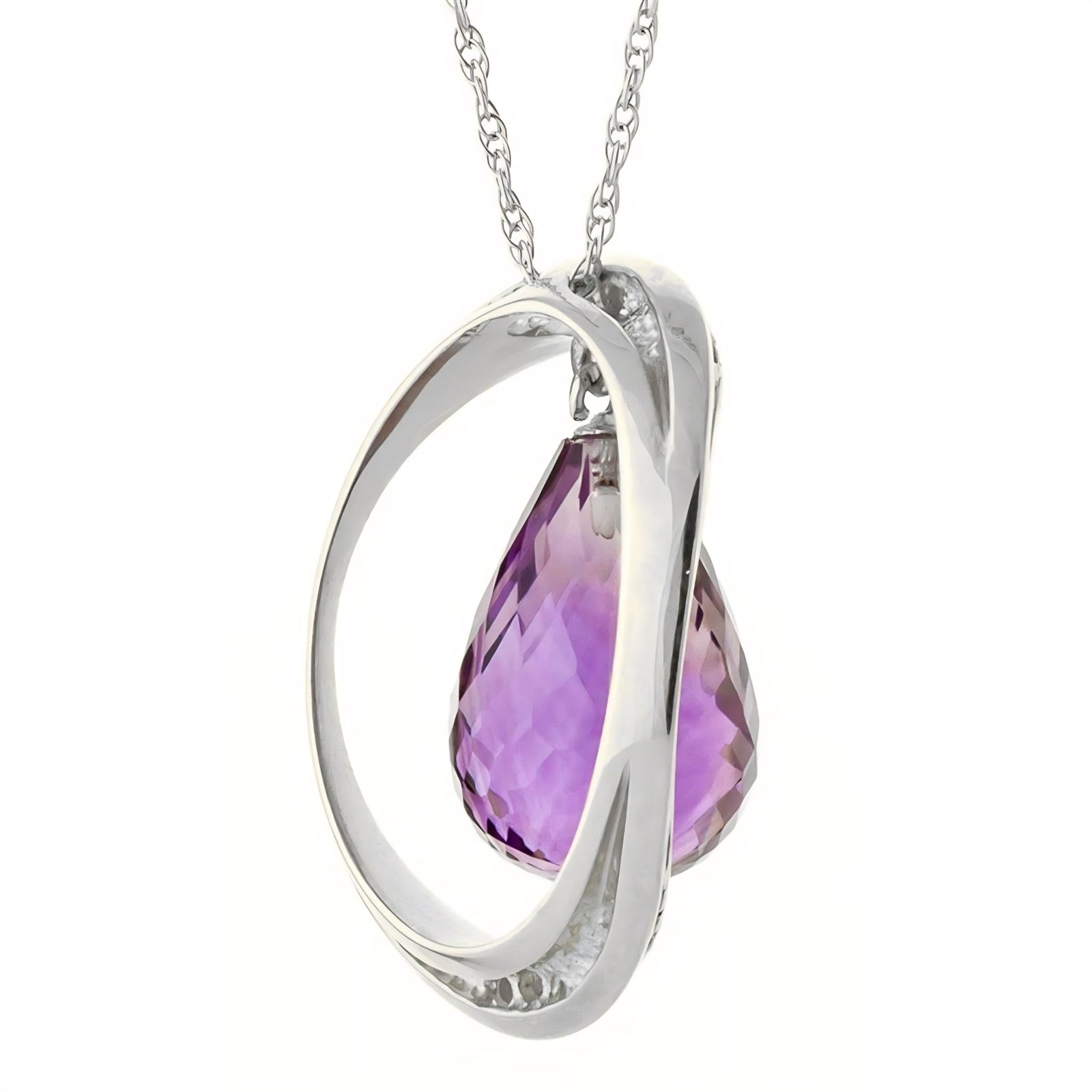 White Gold Pendant Necklace Amethyst 10K — Donata
