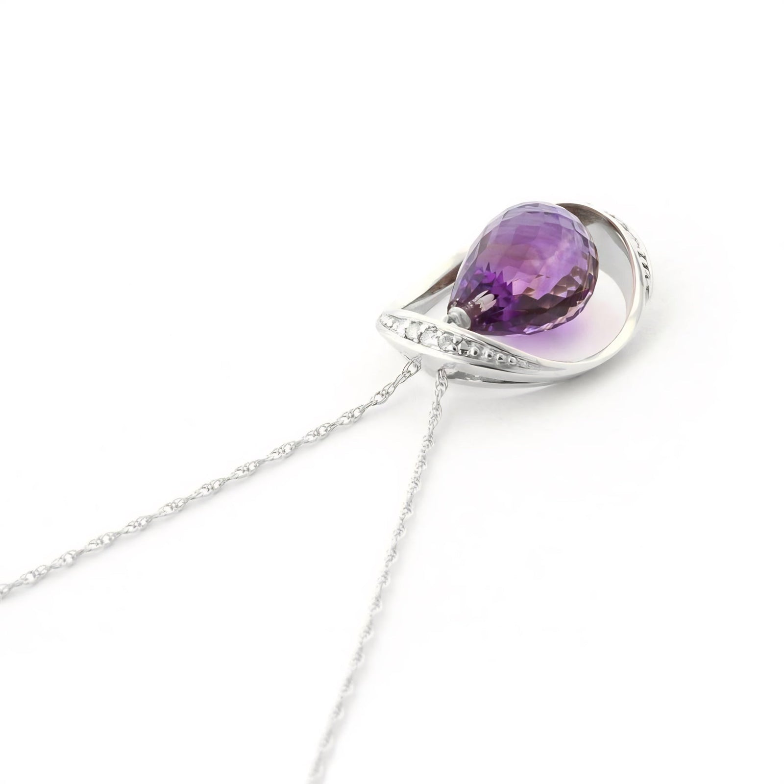 White Gold Pendant Necklace Amethyst 10K — Donata