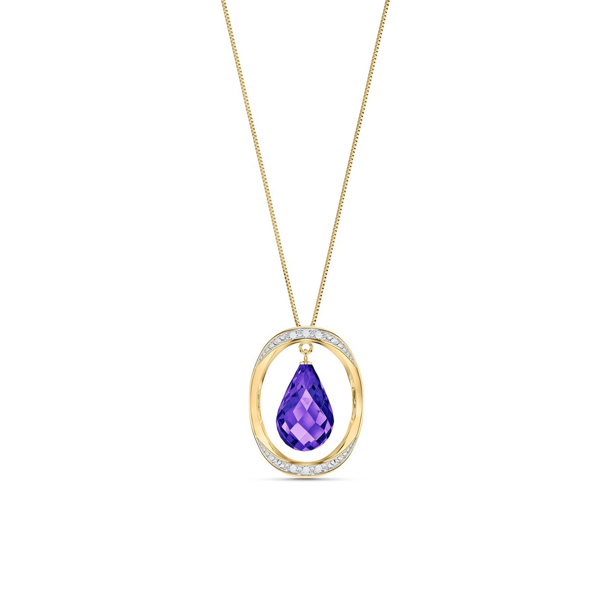Yellow Gold Pendant Necklace Amethyst 10K — Donata