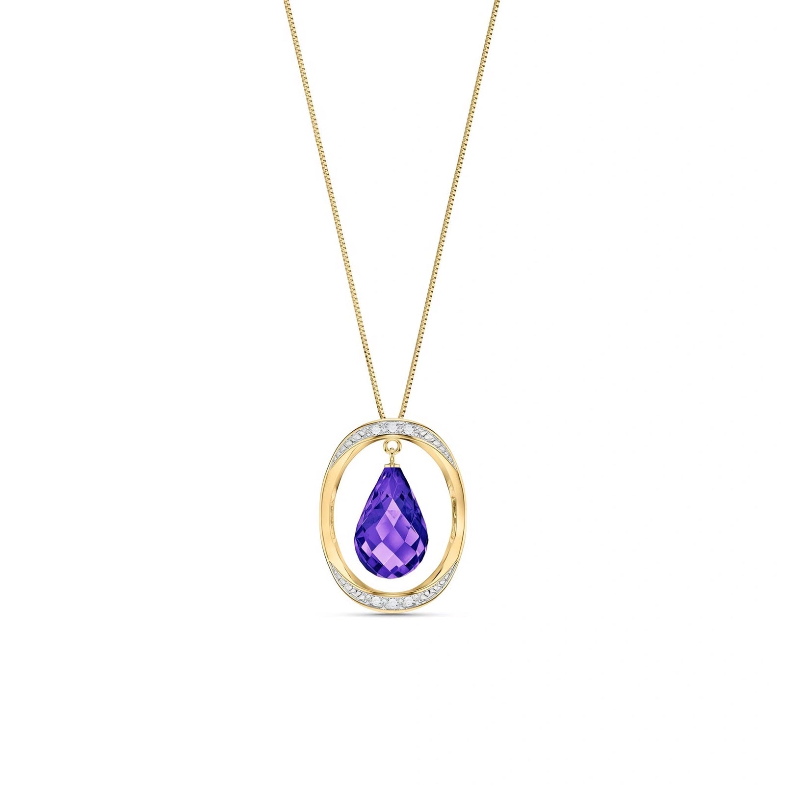 Yellow Gold Pendant Necklace Amethyst 10K — Donata