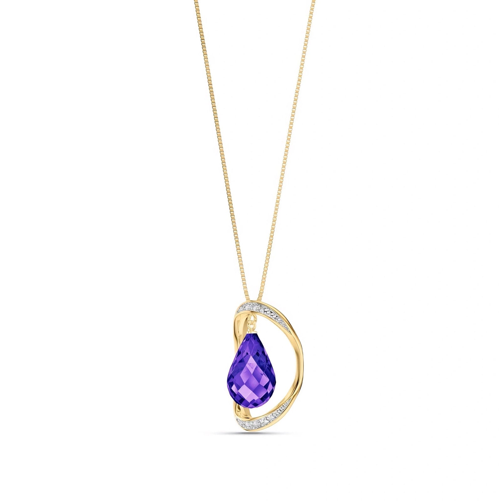 Yellow Gold Pendant Necklace Amethyst 10K — Donata