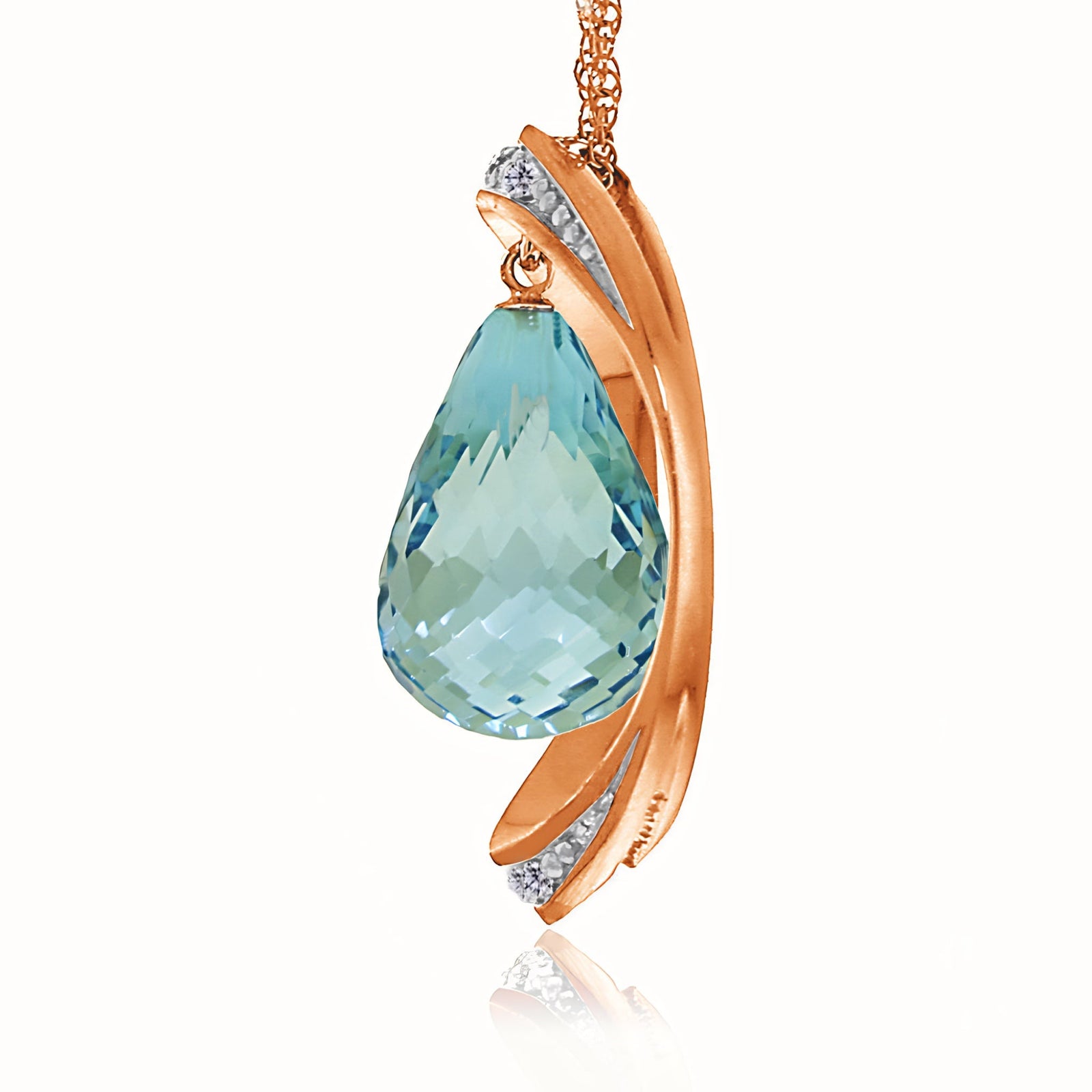 Rose Gold Pendant Necklace Blue Topaz 10K — Donata