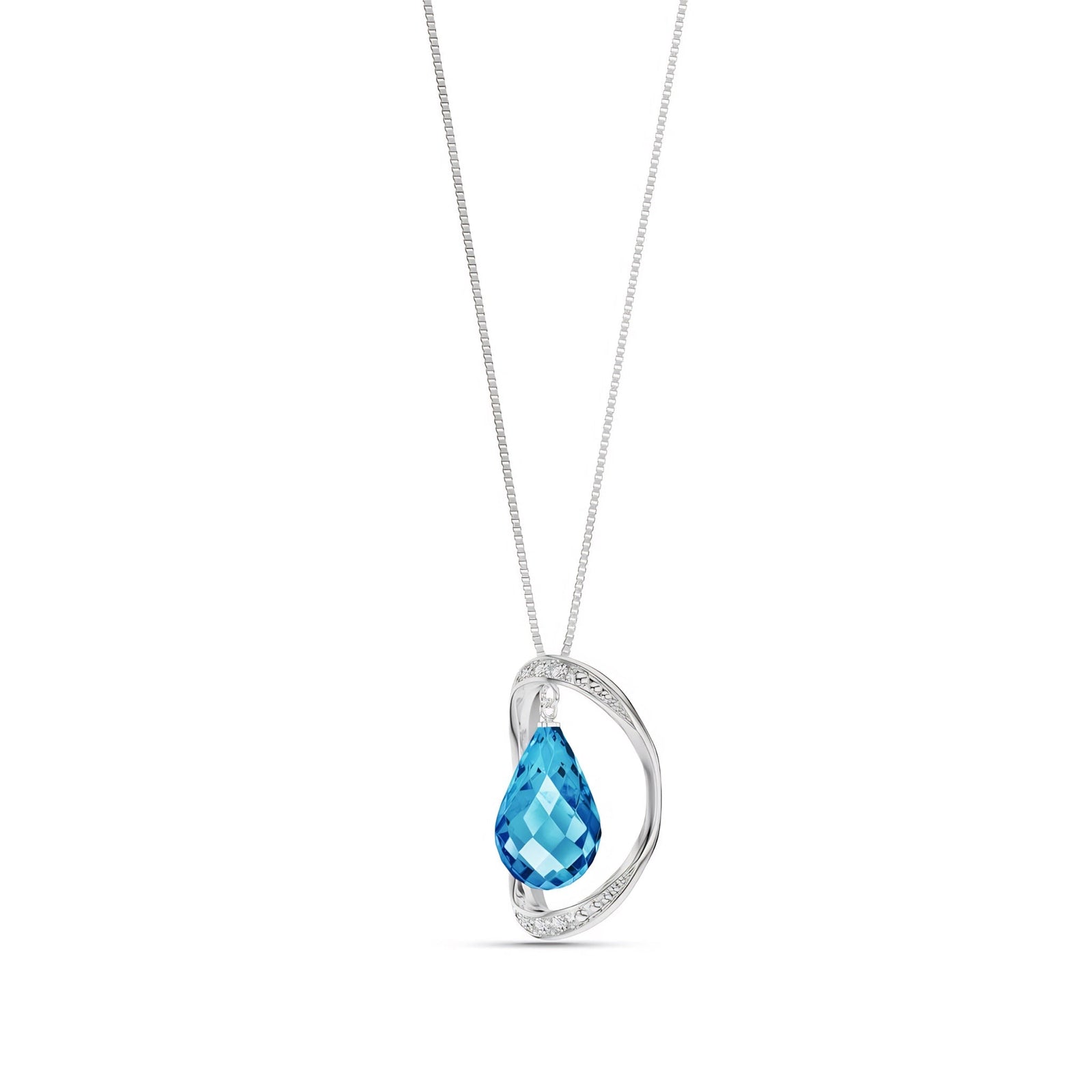 White Gold Pendant Necklace Blue Topaz 10K — Donata