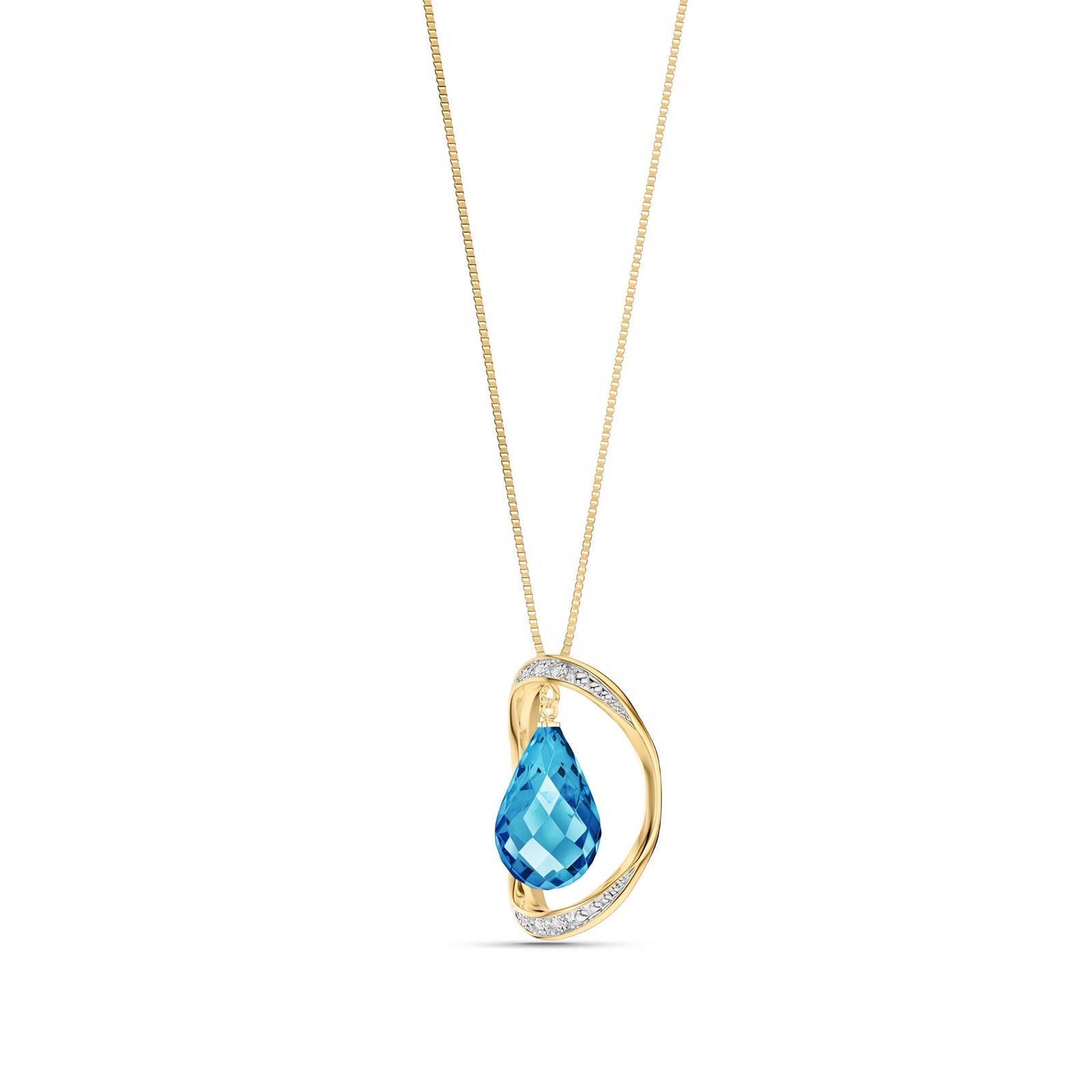 Yellow Gold Pendant Necklace Blue Topaz 10K — Donata