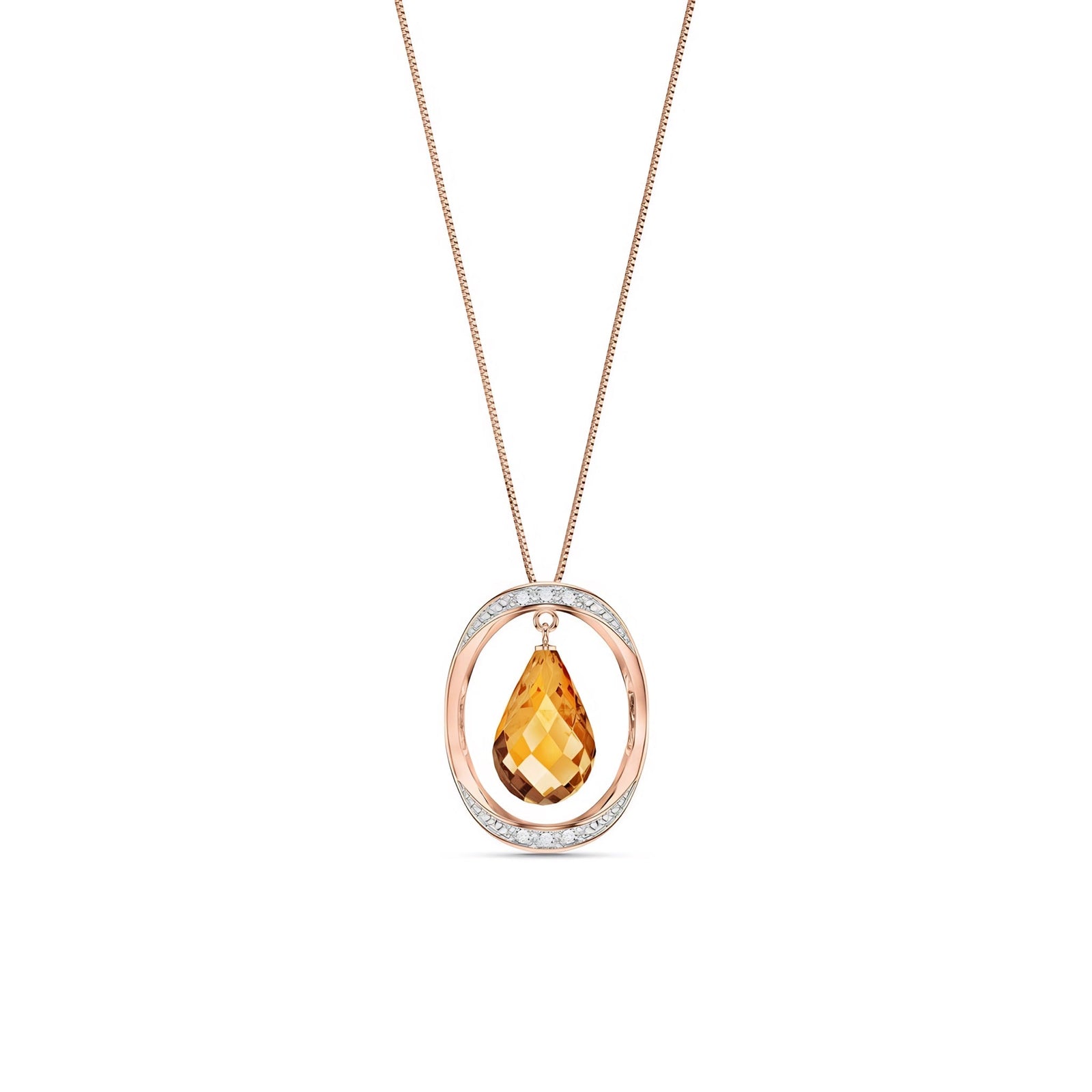 Rose Gold Pendant Necklace Citrine 10K — Donata