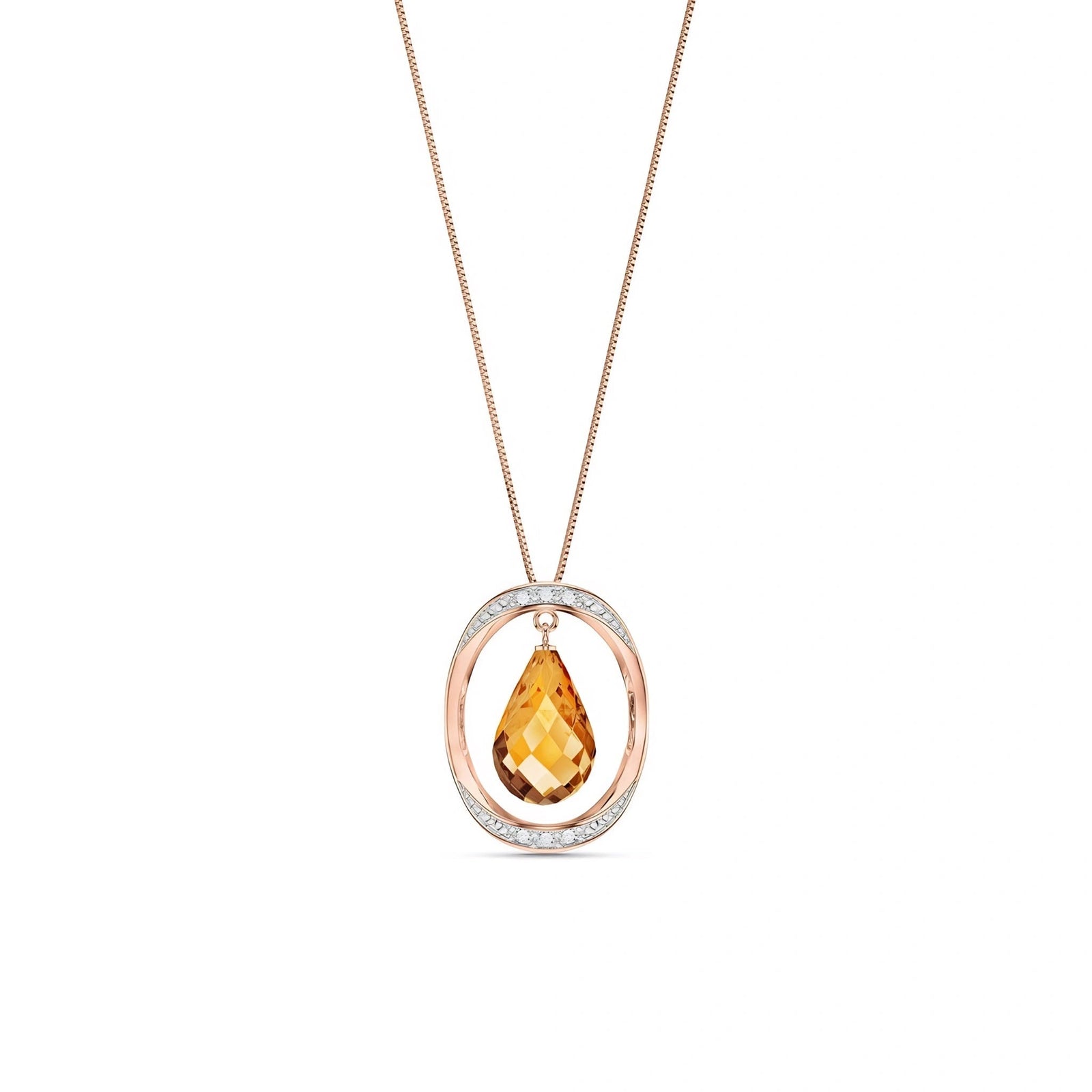 Rose Gold Pendant Necklace Citrine 10K — Donata