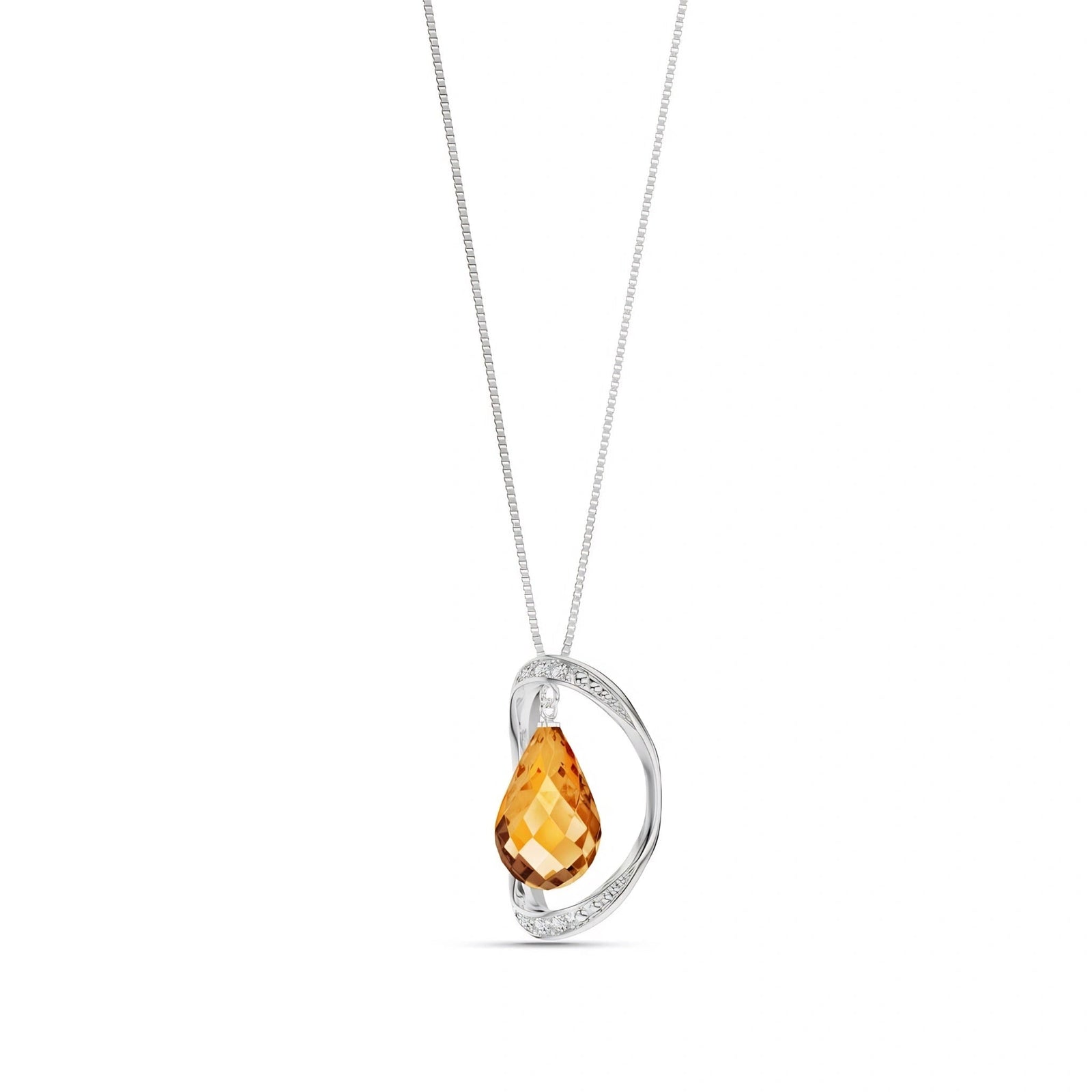 White Gold Pendant Necklace Citrine 10K — Donata