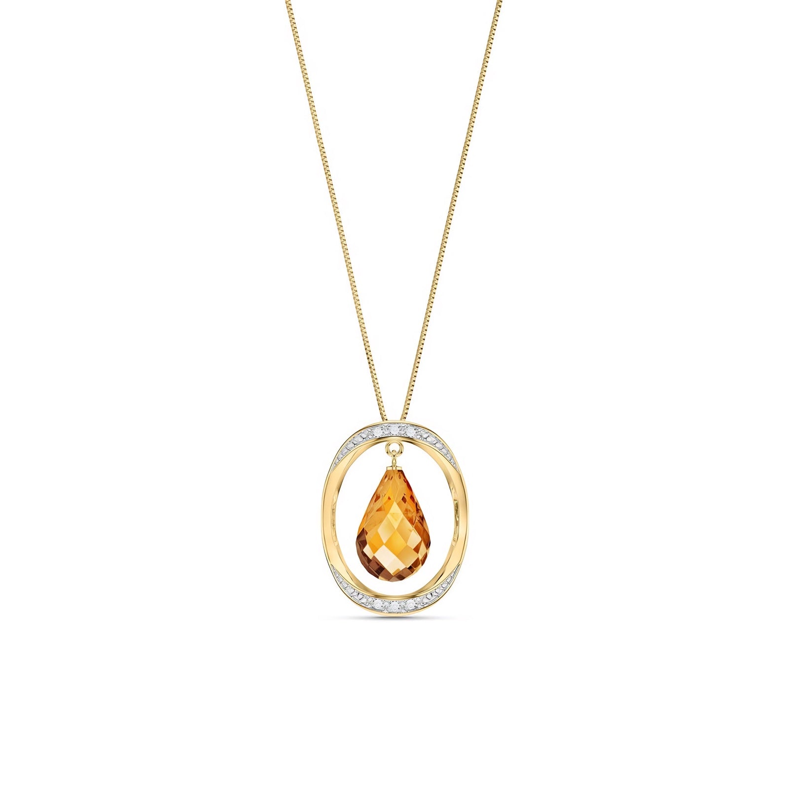 Yellow Gold Pendant Necklace Citrine 10K — Donata