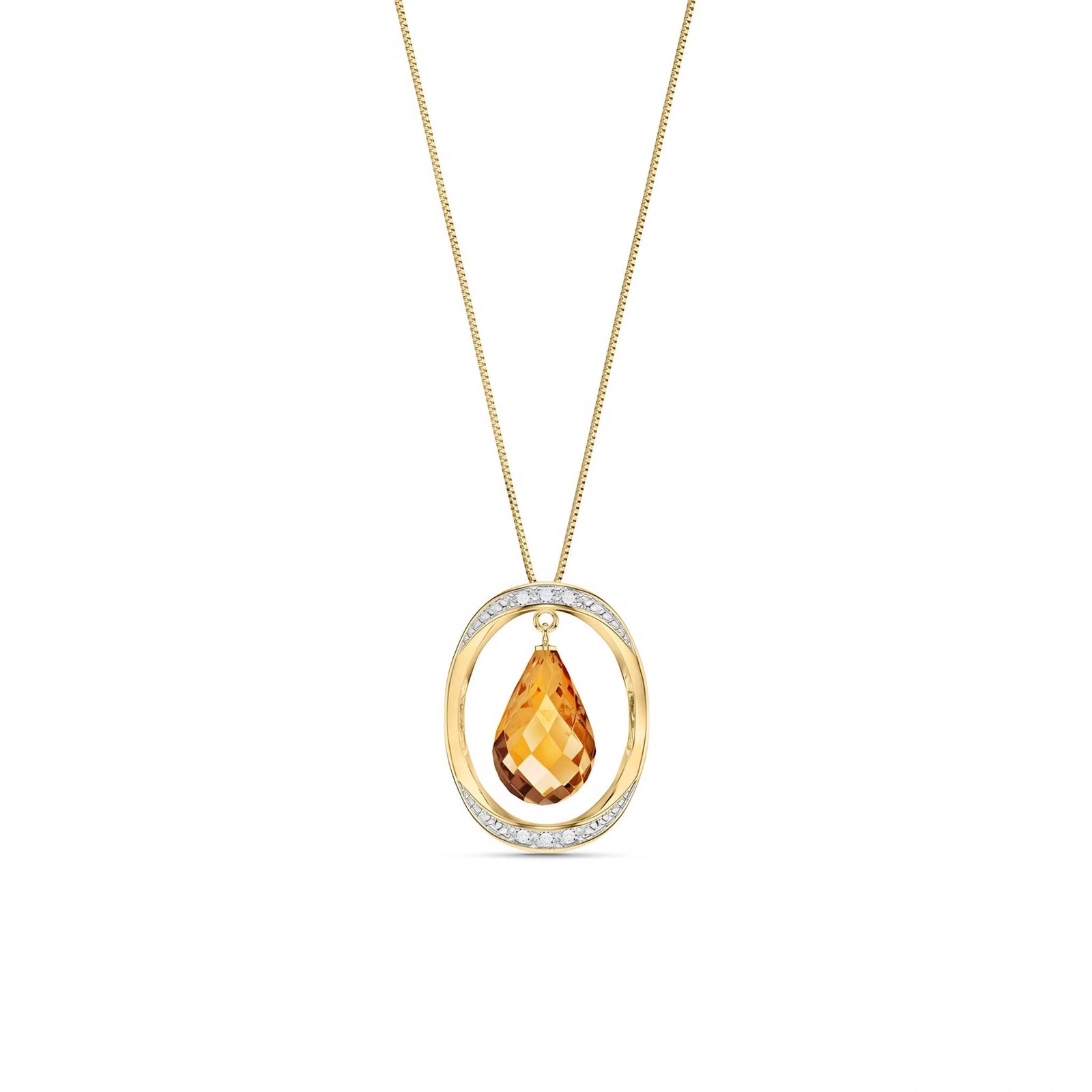 Yellow Gold Pendant Necklace Citrine 10K — Donata