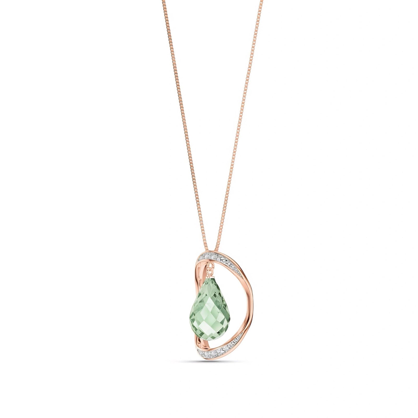 Rose Gold Pendant Necklace Green Amethyst 10K — Donata