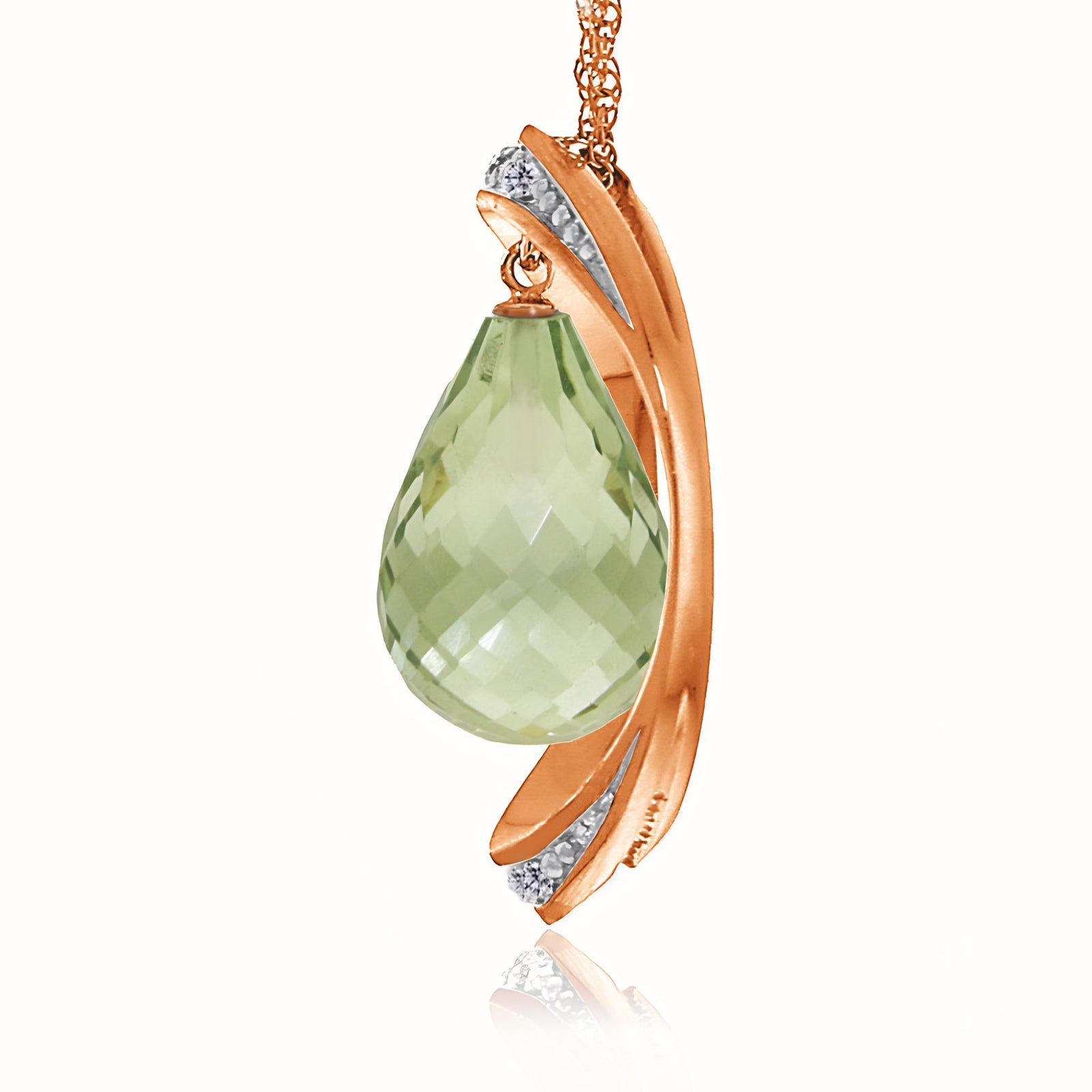 Rose Gold Pendant Necklace Green Amethyst 10K — Donata