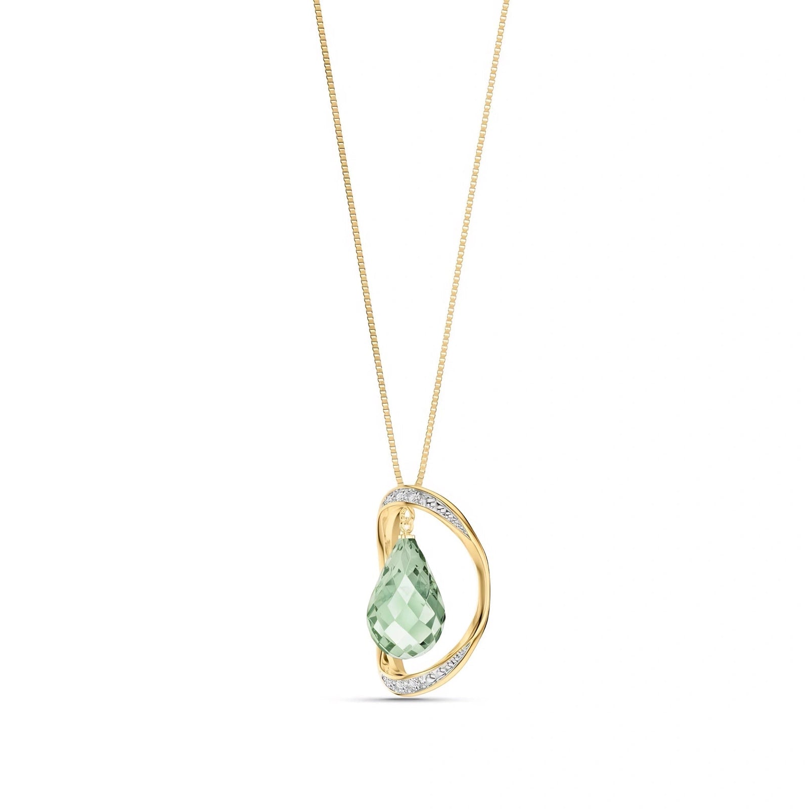 Yellow Gold Pendant Necklace Green Amethyst 10K — Donata