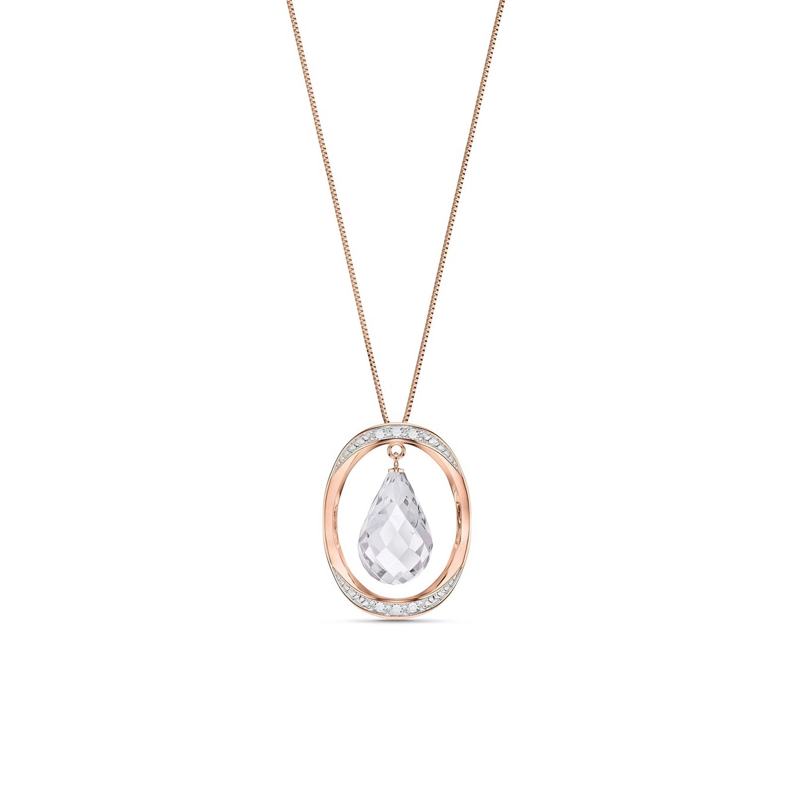 Rose Gold Pendant Necklace White Topaz 10K — Donata