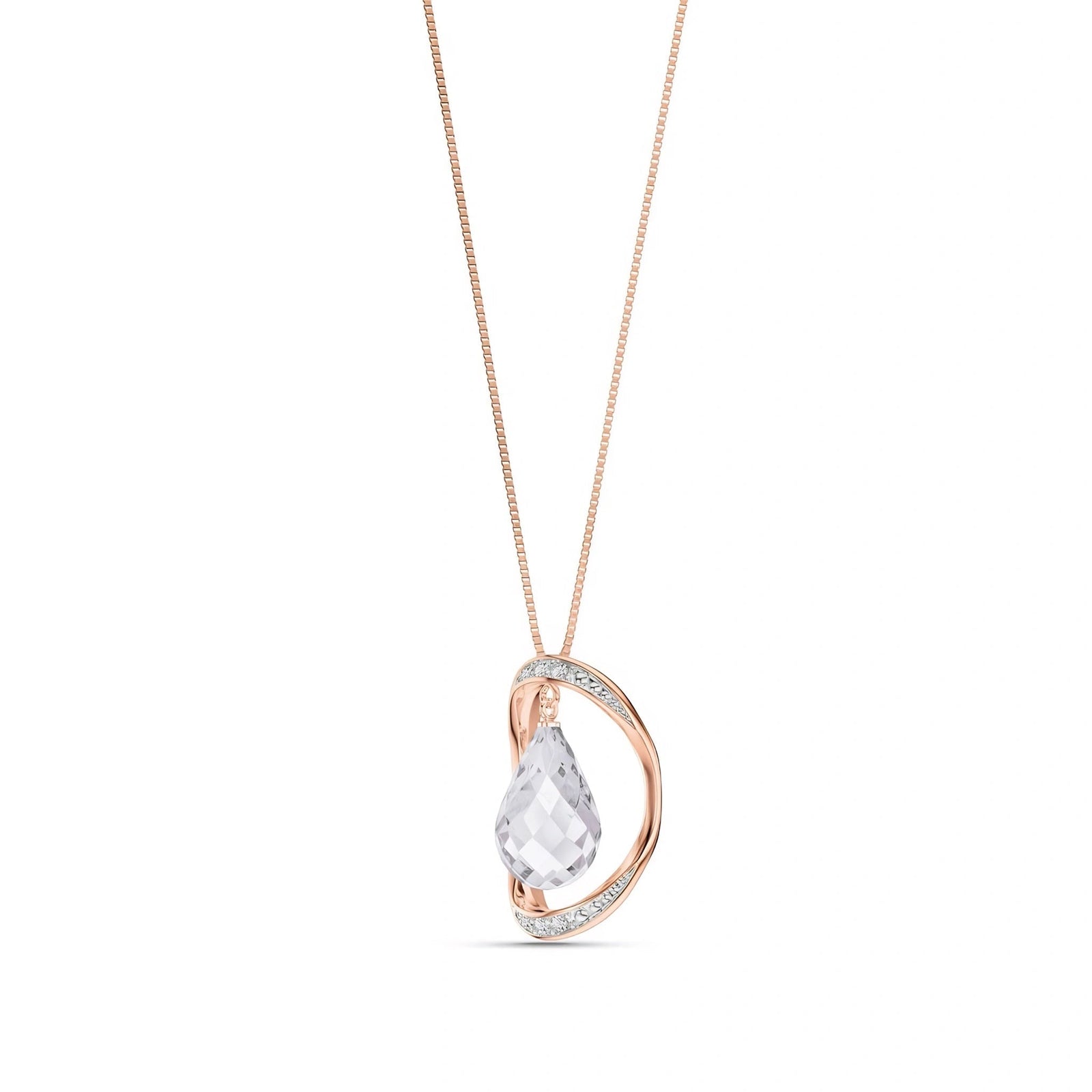 Rose Gold Pendant Necklace White Topaz 10K — Donata