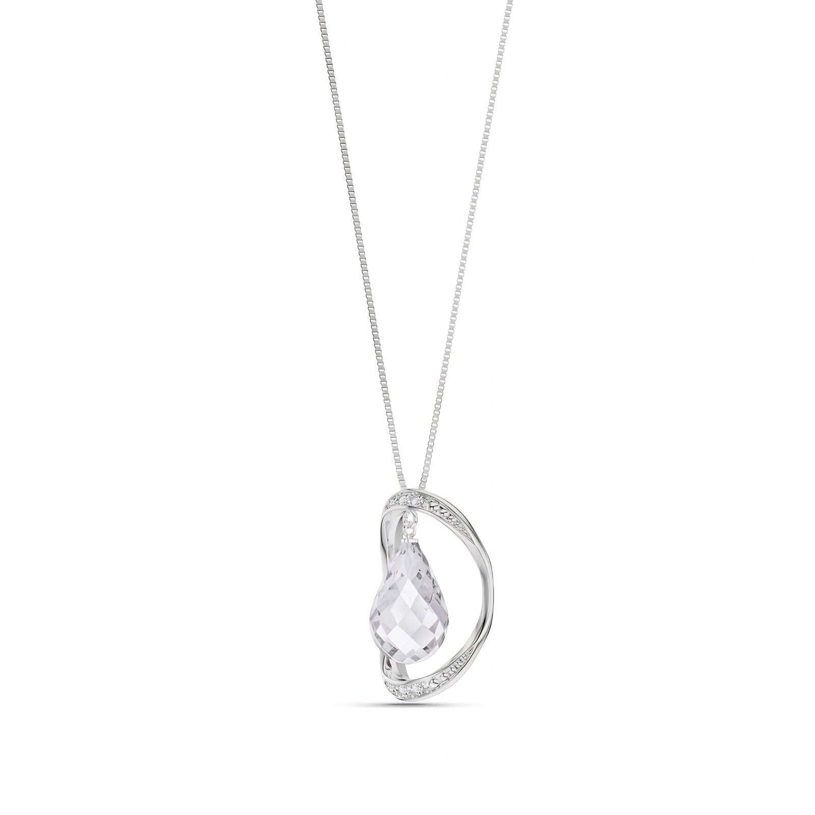 White Gold Pendant Necklace White Topaz 10K — Donata