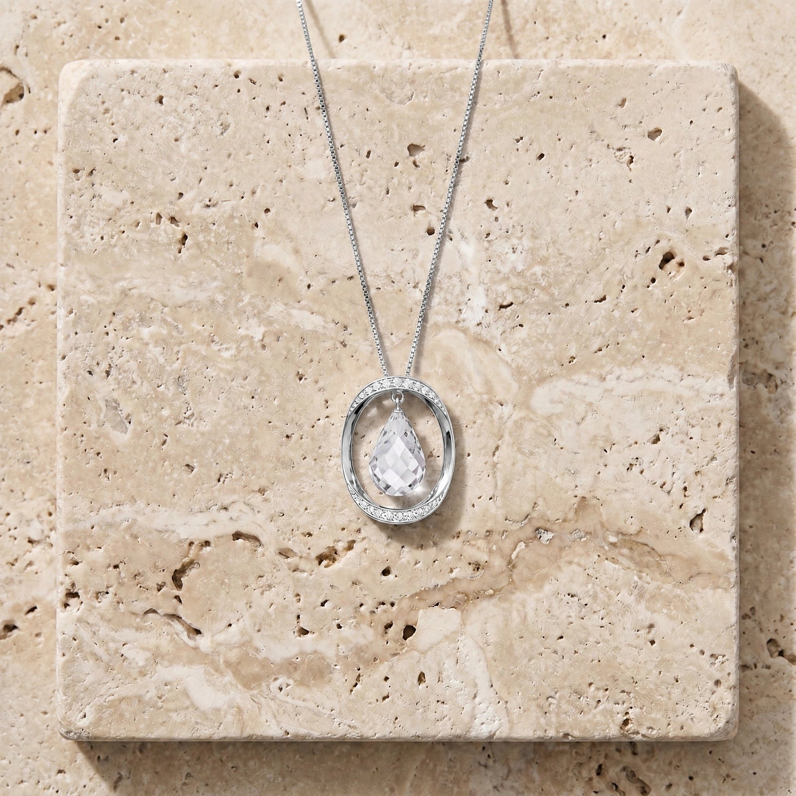 White Gold Pendant Necklace White Topaz 10K — Donata