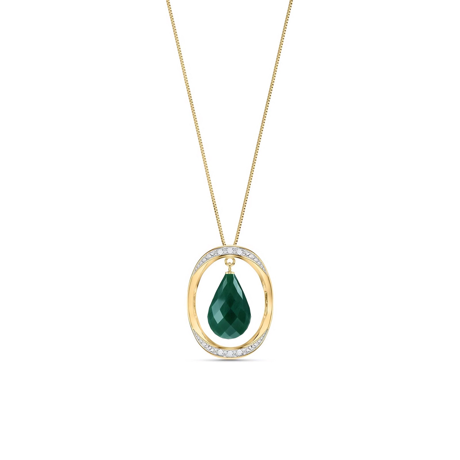 Yellow Gold Pendant Necklace White Topaz 10K — Donata
