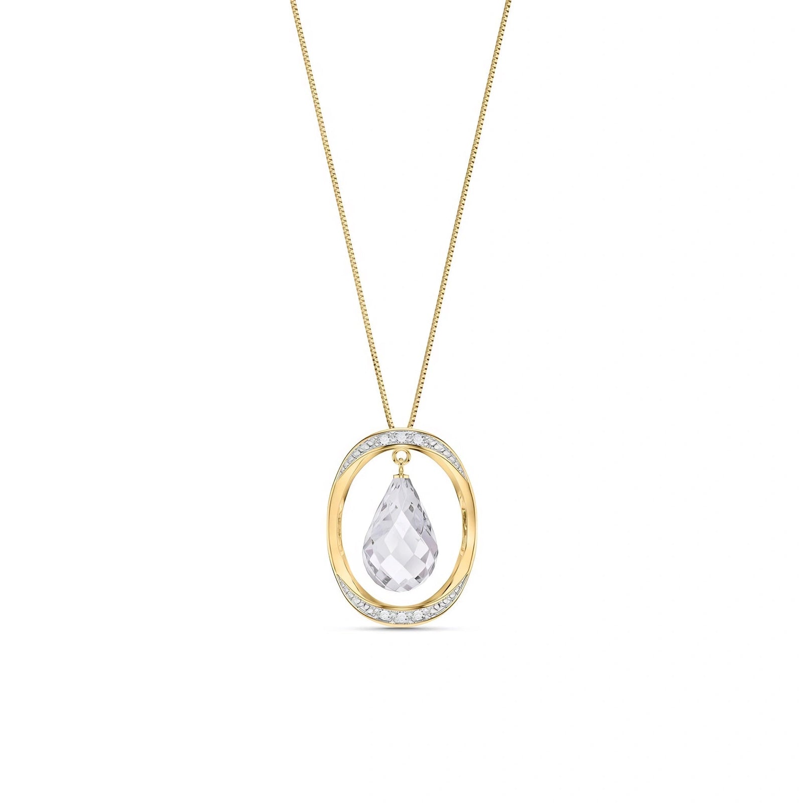 Yellow Gold Pendant Necklace White Topaz 10K — Donata