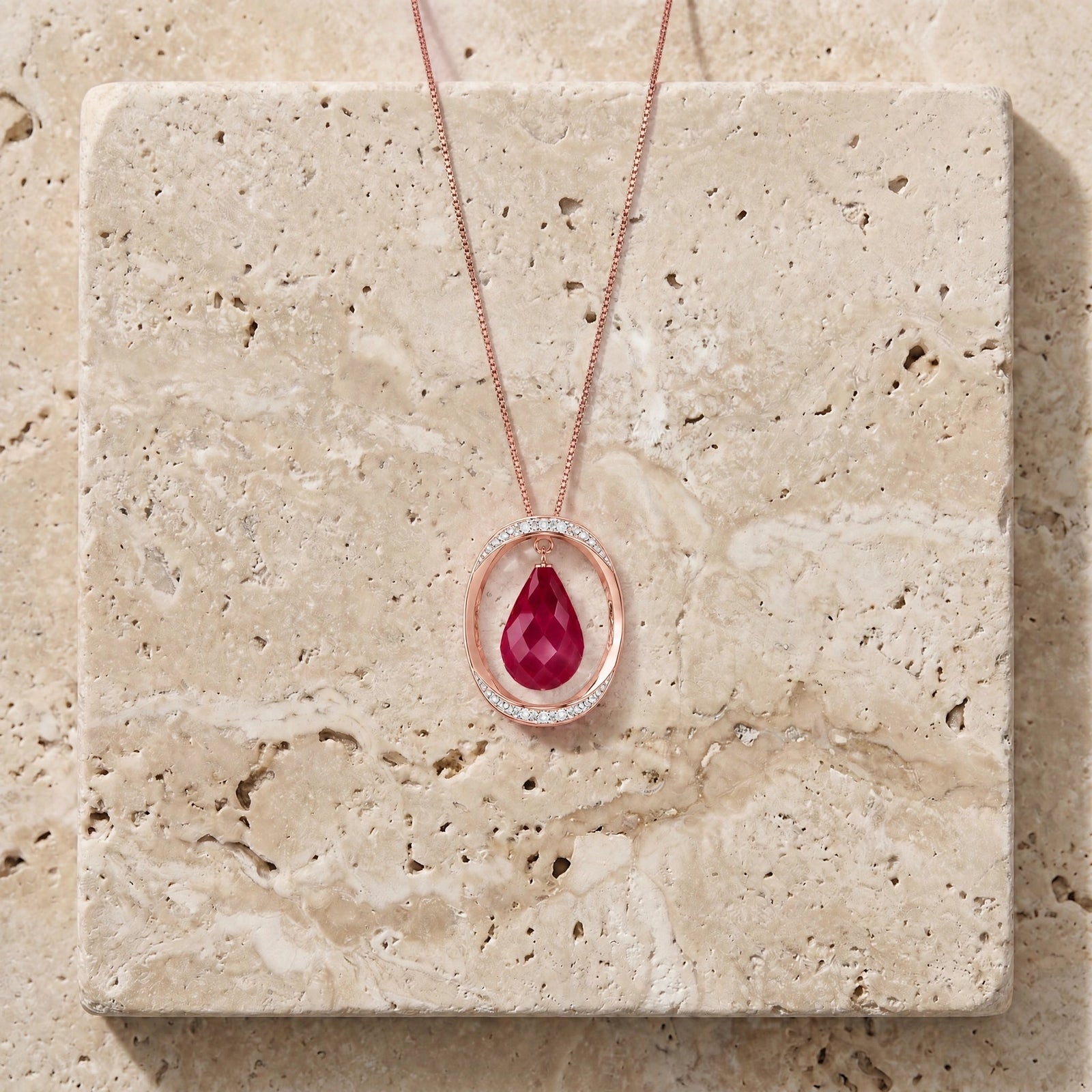Rose Gold Pendant Necklace Ruby 10K — Donata