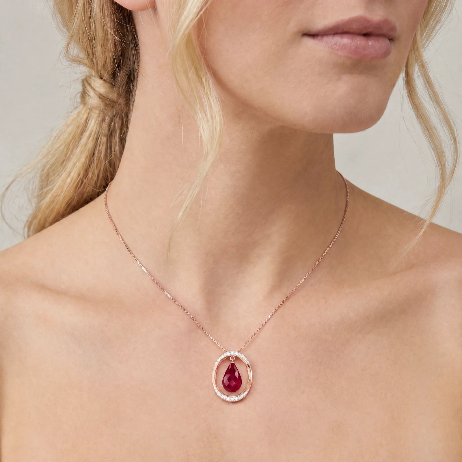 Rose Gold Pendant Necklace Ruby 10K — Donata