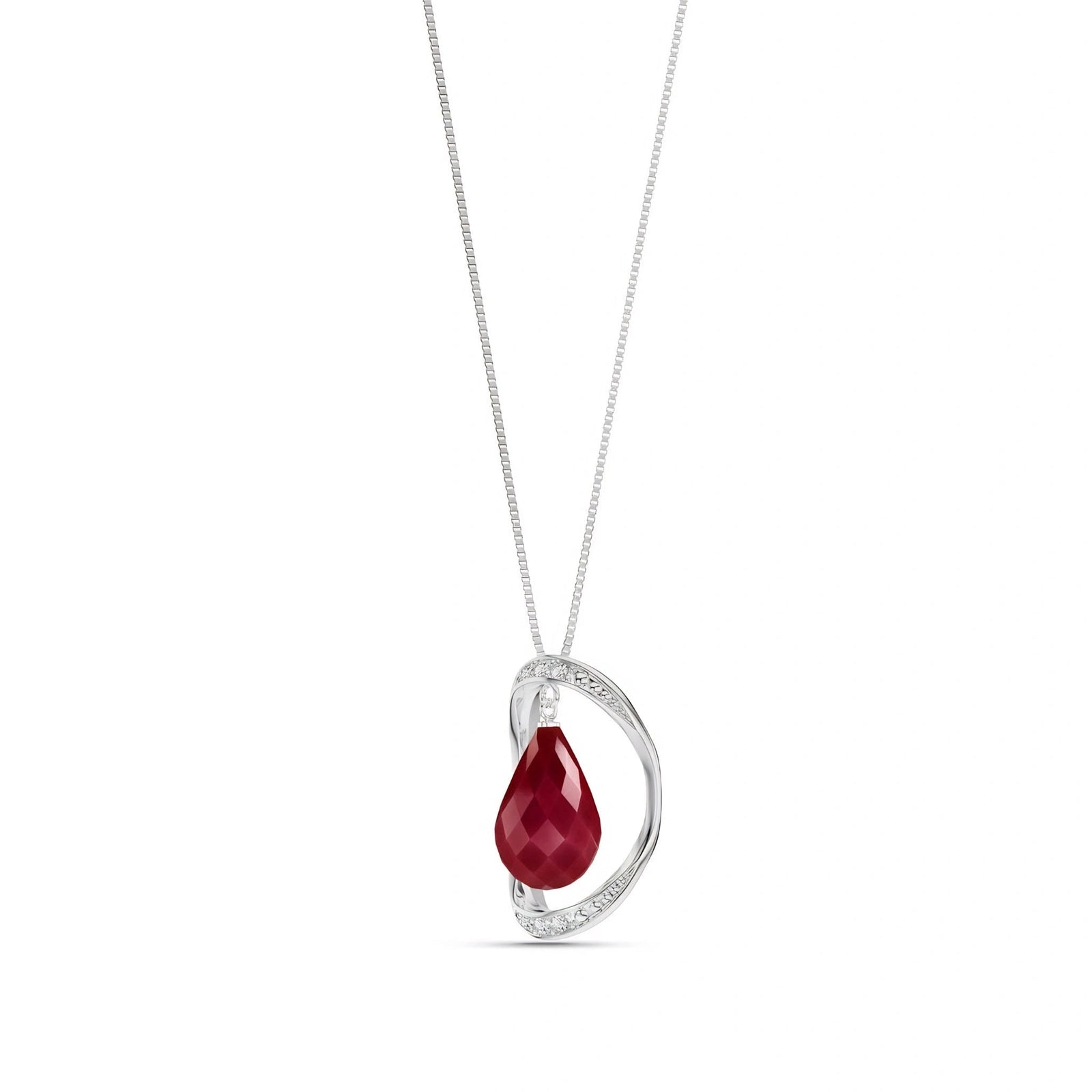 White Gold Pendant Necklace Ruby 10K — Donata
