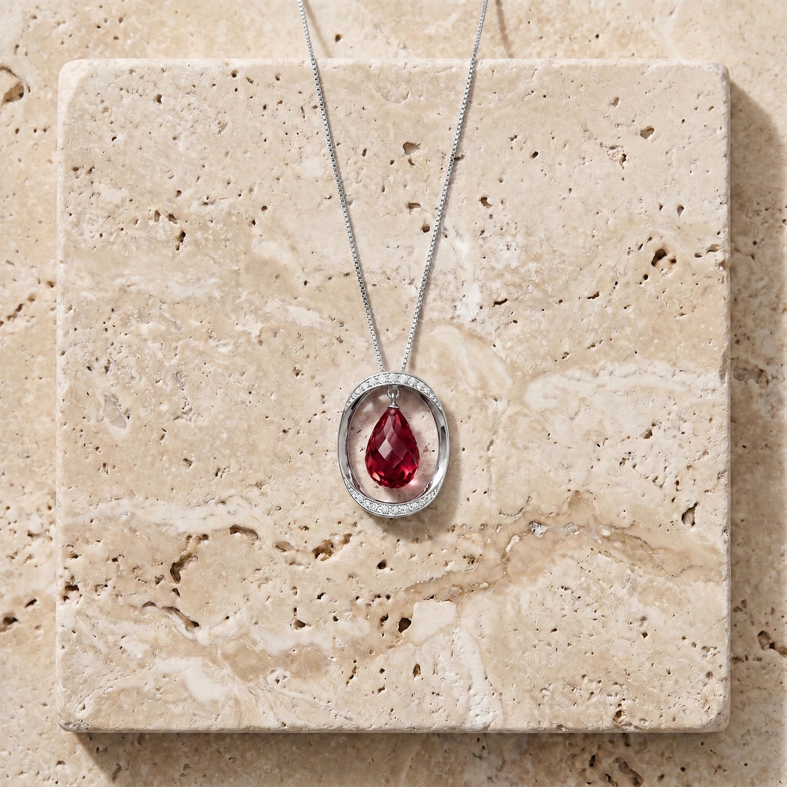 White Gold Pendant Necklace Ruby 10K — Donata
