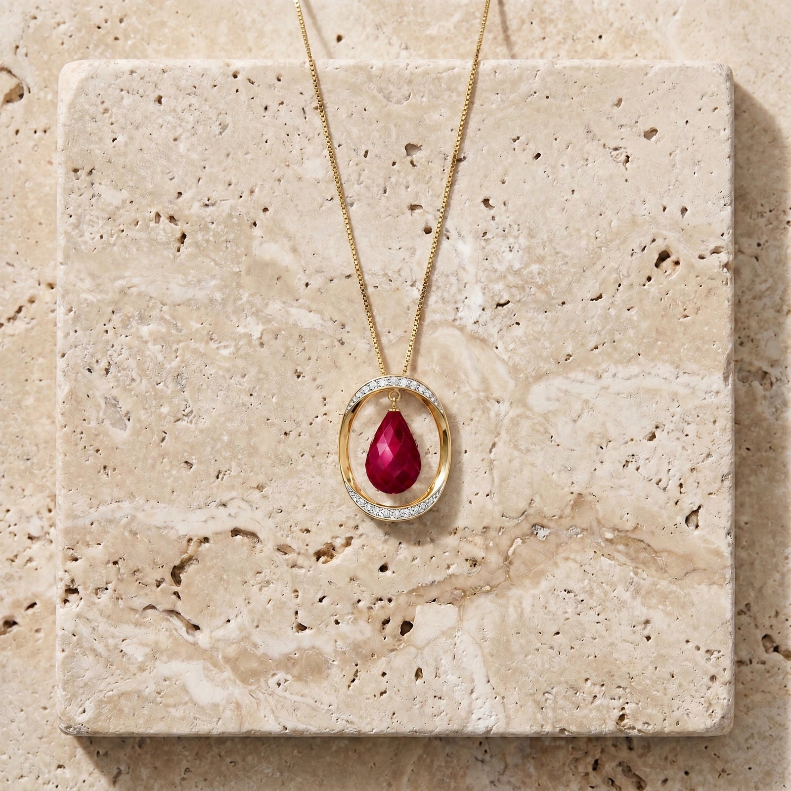 Yellow Gold Pendant Necklace Ruby 10K — Donata