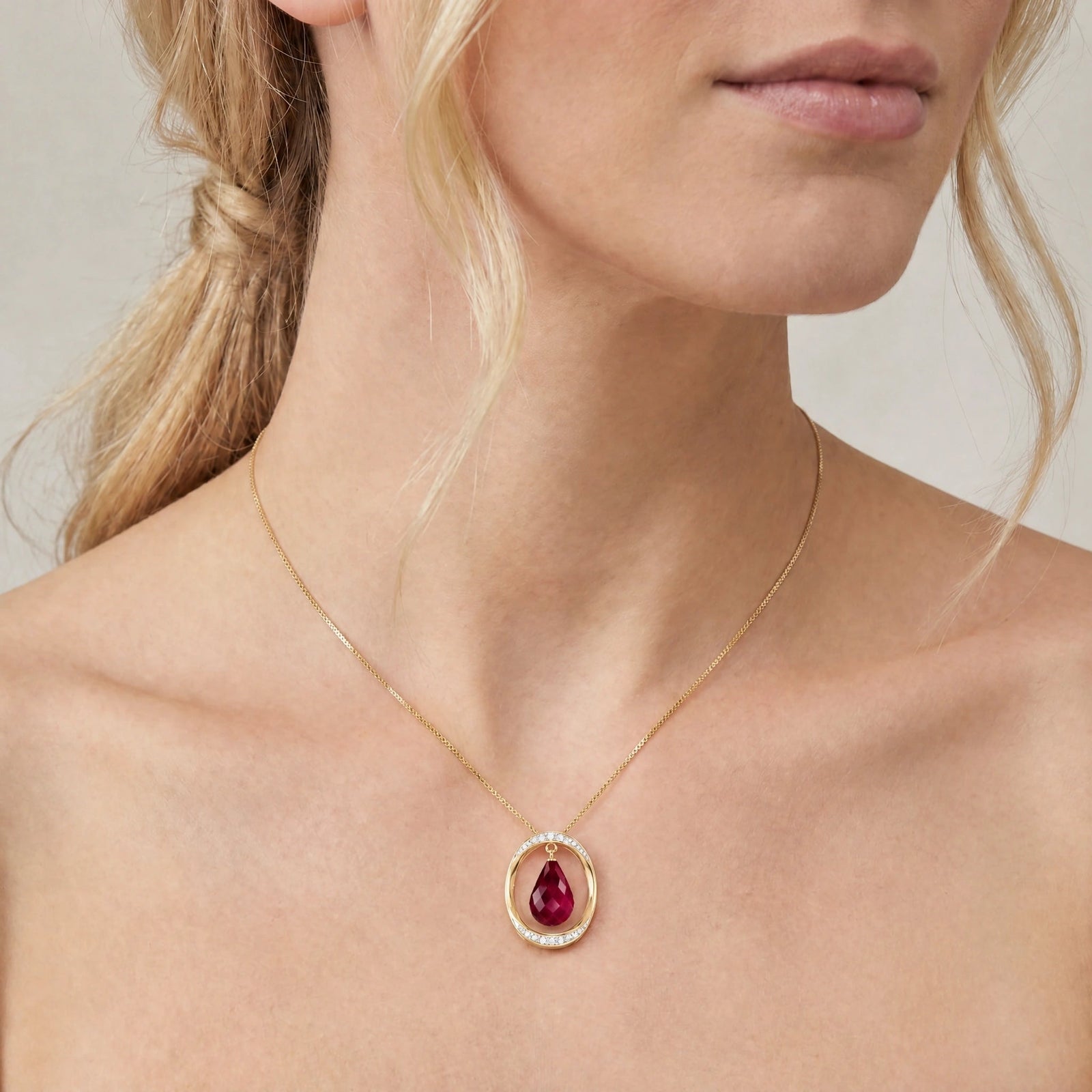 Yellow Gold Pendant Necklace Ruby 10K — Donata
