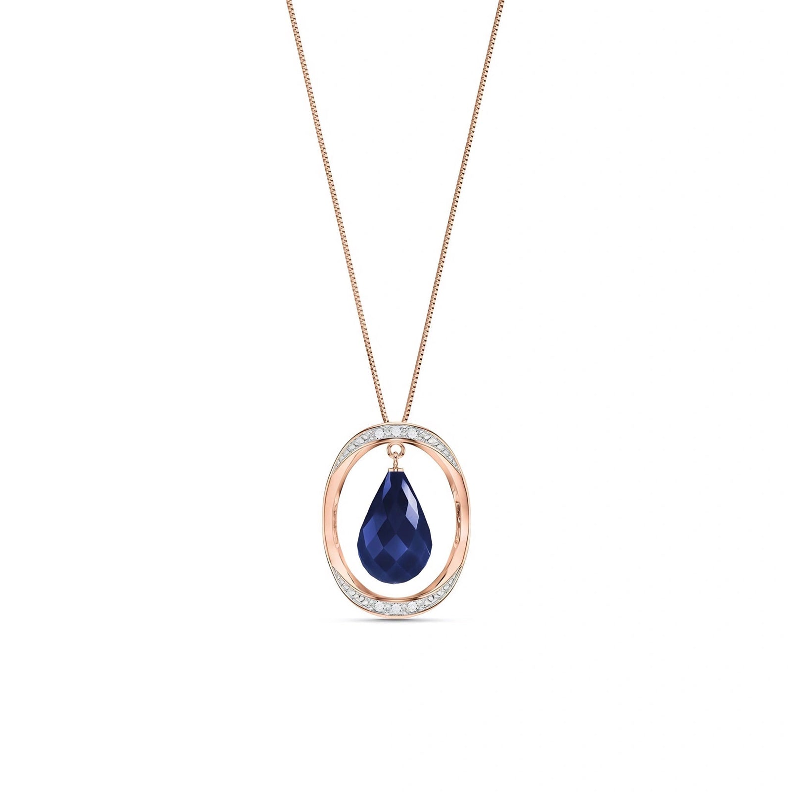 Rose Gold Pendant Necklace Sapphire 10K — Donata