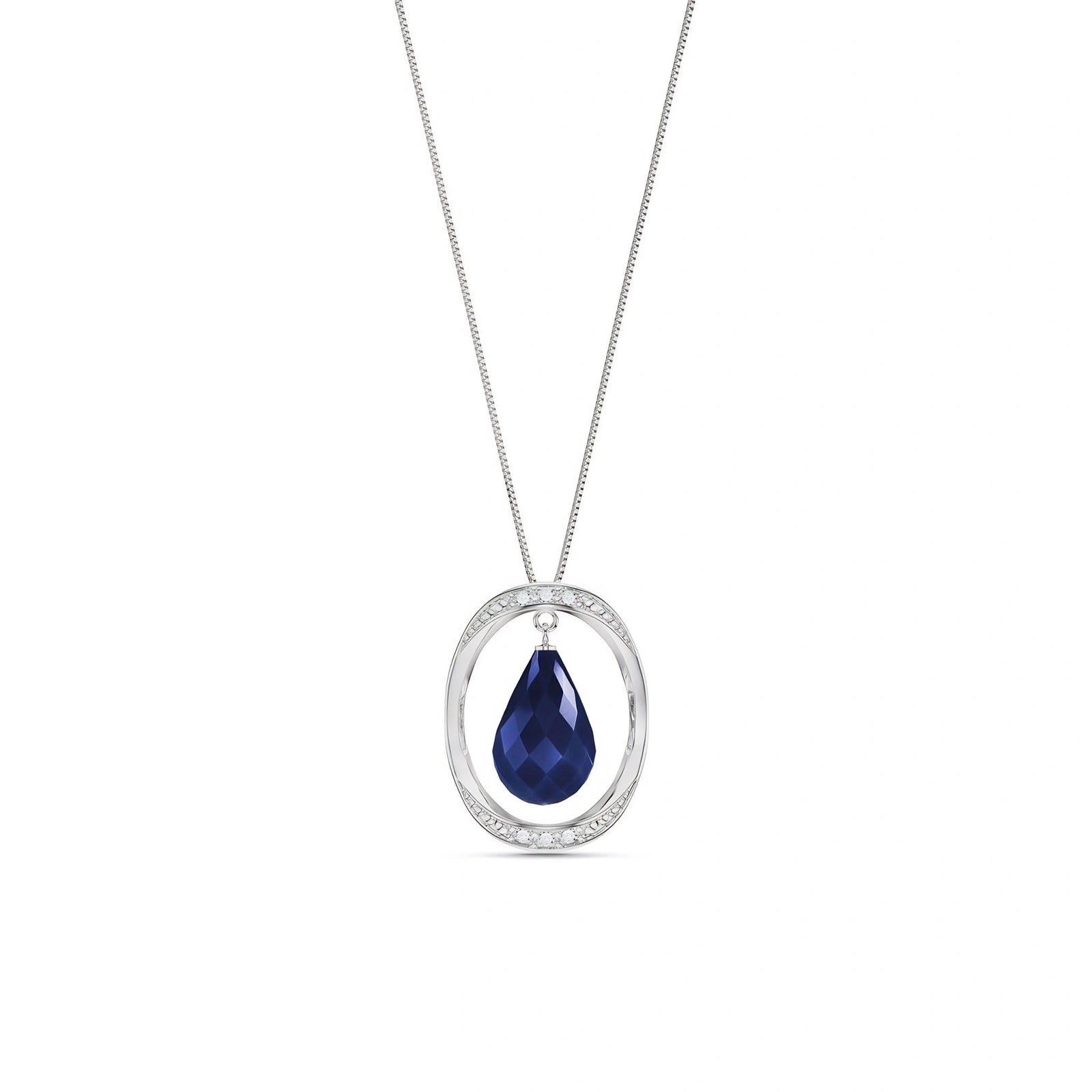 White Gold Pendant Necklace Sapphire 10K — Donata