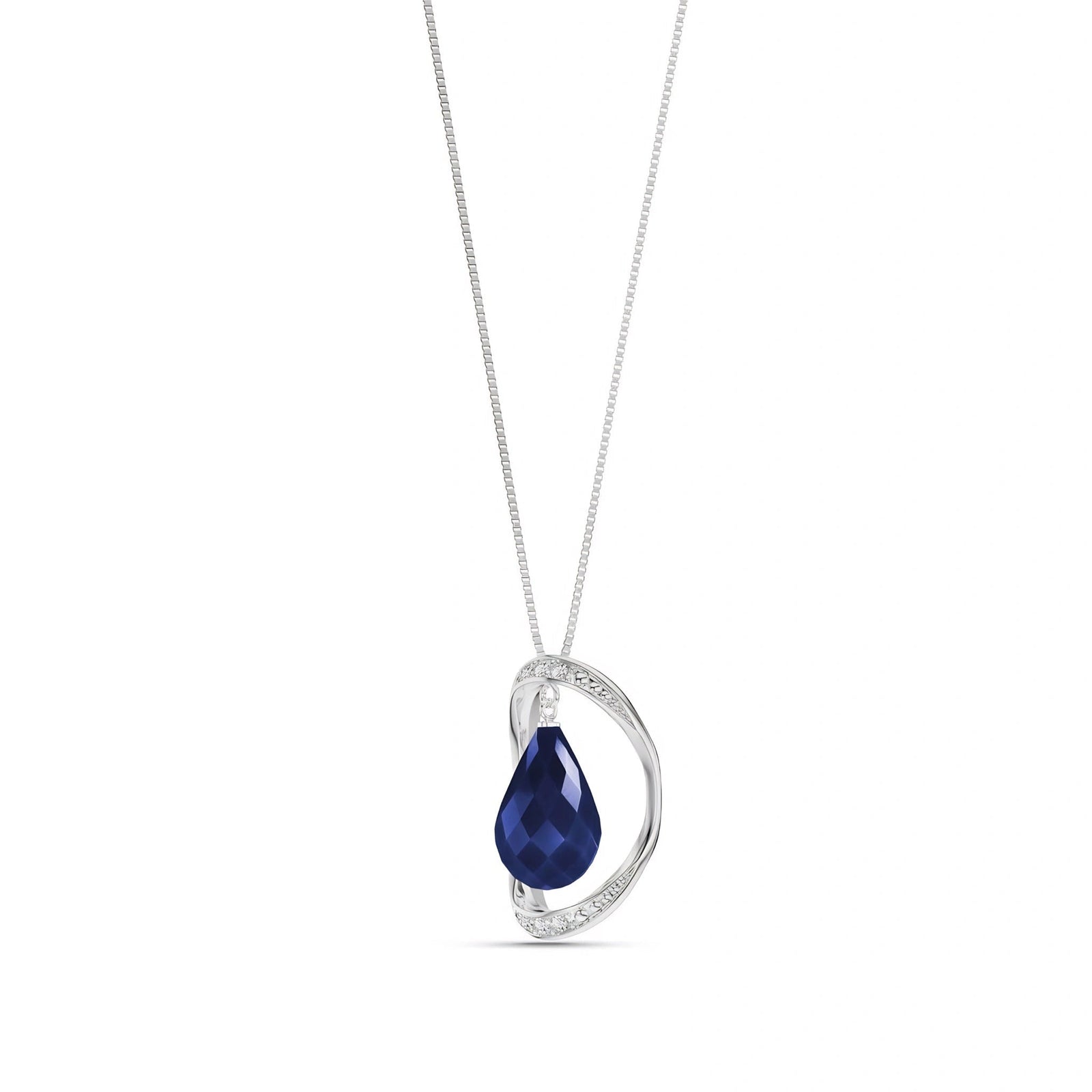 White Gold Pendant Necklace Sapphire 10K — Donata