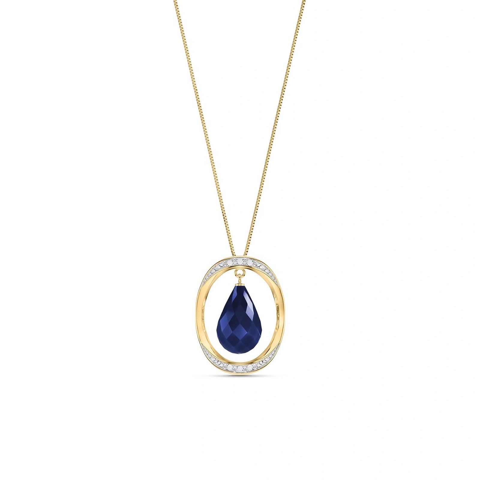 Yellow Gold Pendant Necklace Sapphire 10K — Donata