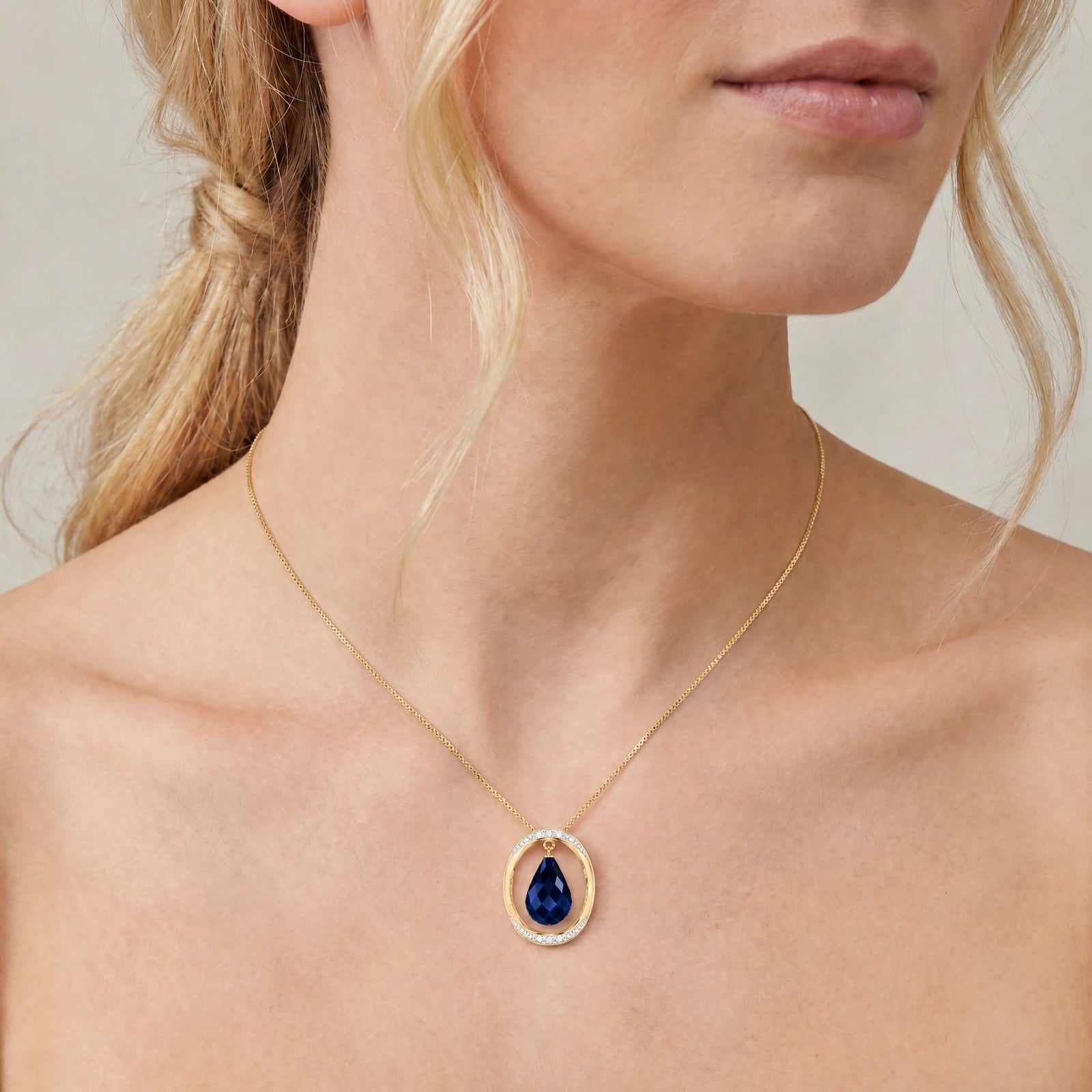 Yellow Gold Pendant Necklace Sapphire 10K — Donata
