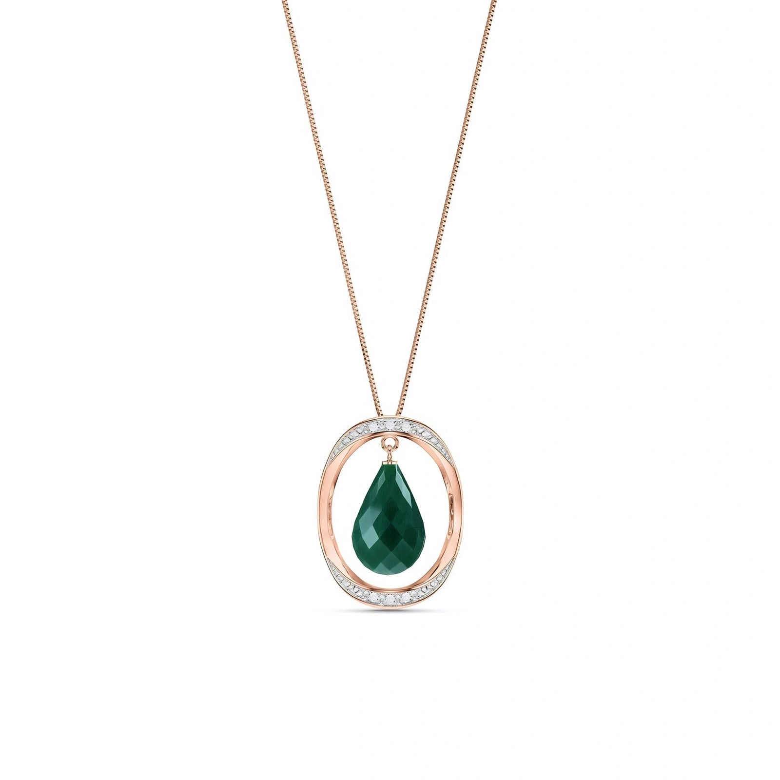 Rose Gold Pendant Necklace Green Sapphire 10K — Donata