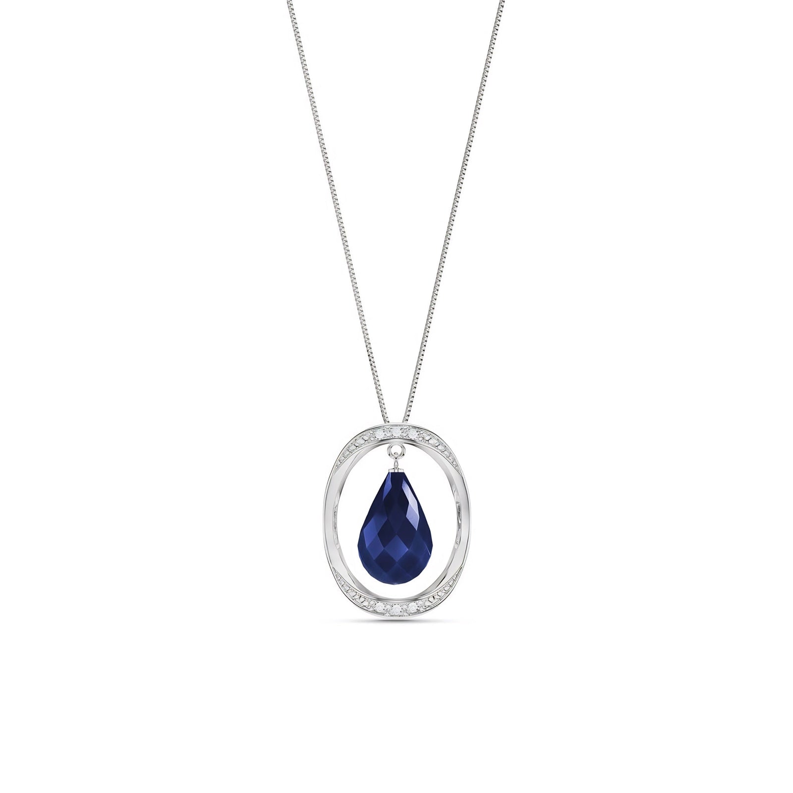 White Gold Pendant Necklace Green Sapphire 10K — Donata