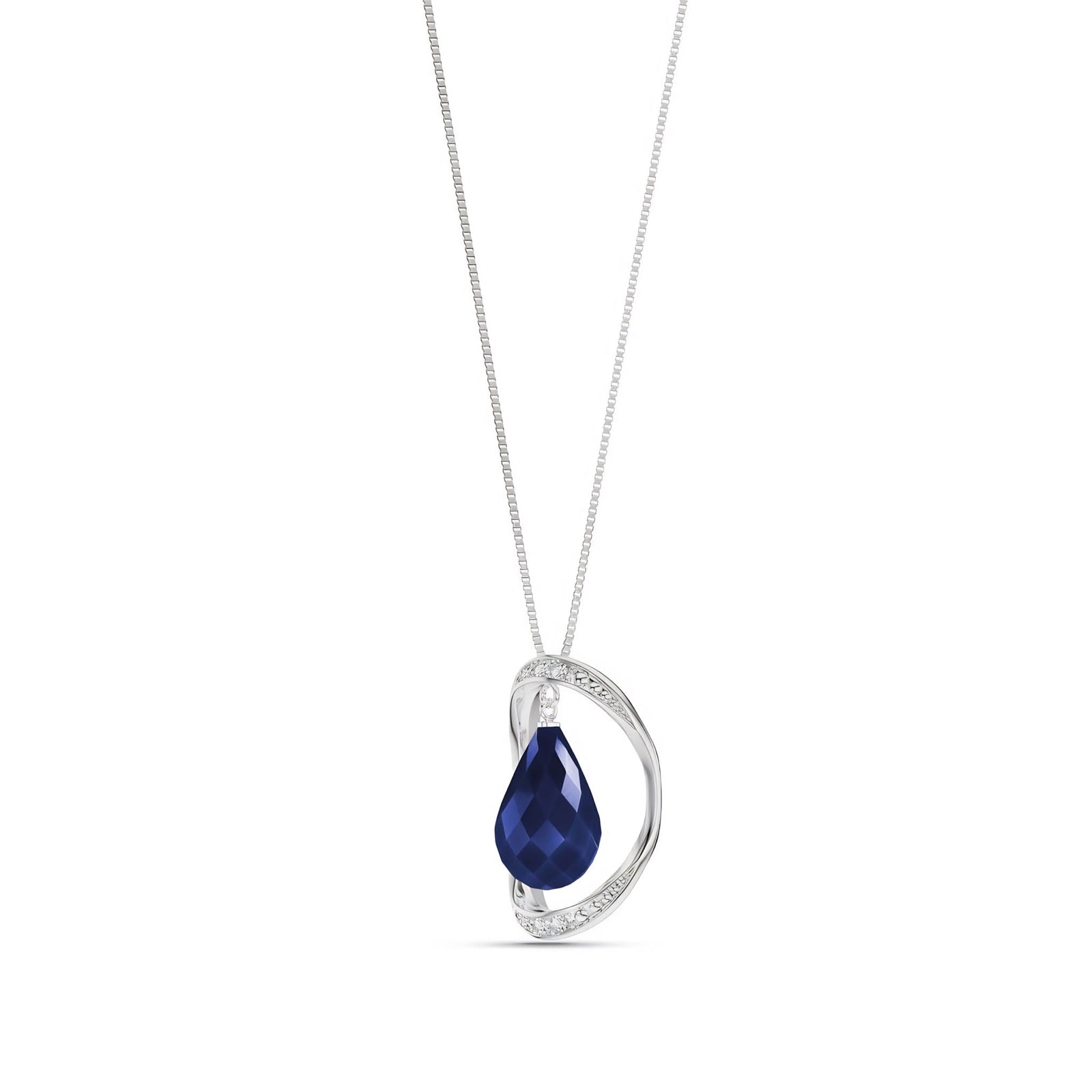White Gold Pendant Necklace Green Sapphire 10K — Donata
