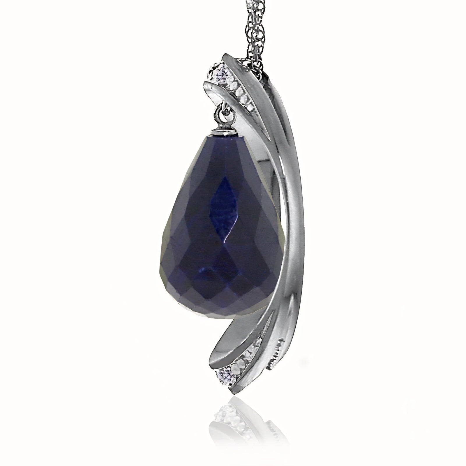 White Gold Pendant Necklace Green Sapphire 10K — Donata