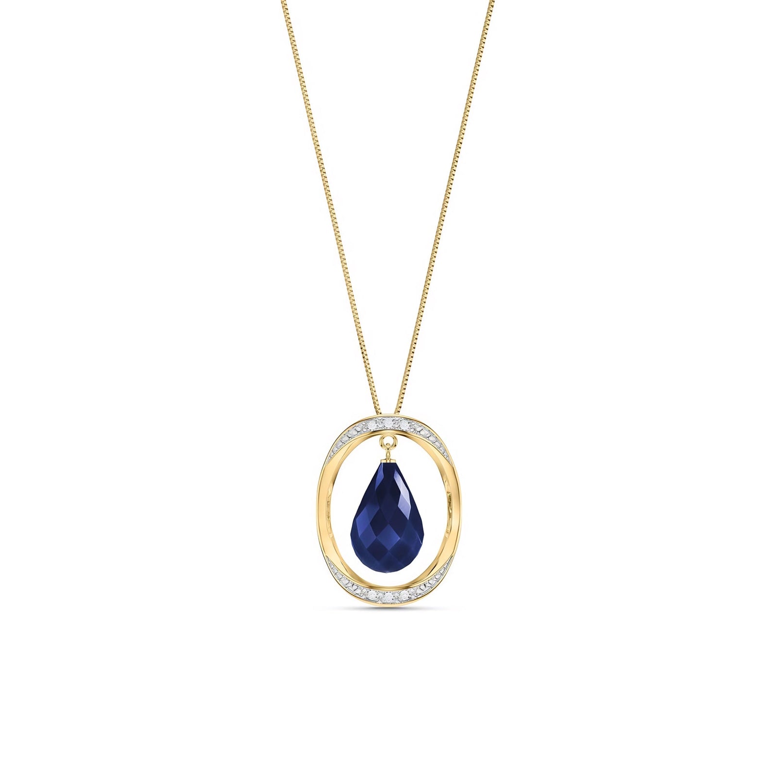 Yellow Gold Pendant Necklace Green Sapphire 10K — Donata