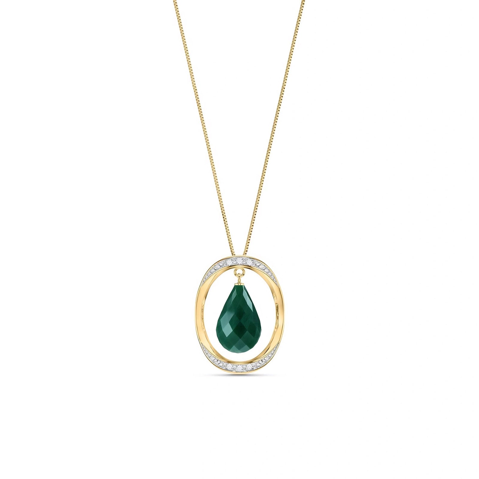 Yellow Gold Pendant Necklace Green Sapphire 10K — Donata