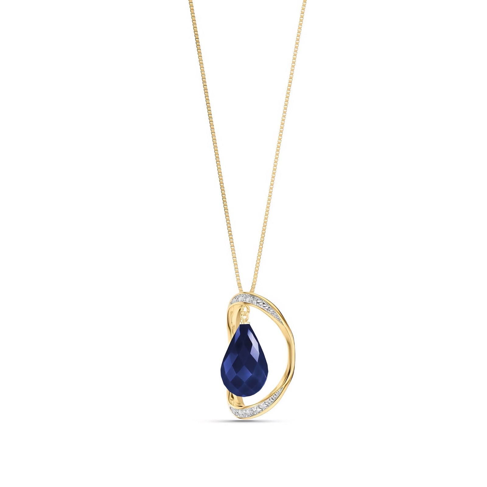 Yellow Gold Pendant Necklace Green Sapphire 10K — Donata